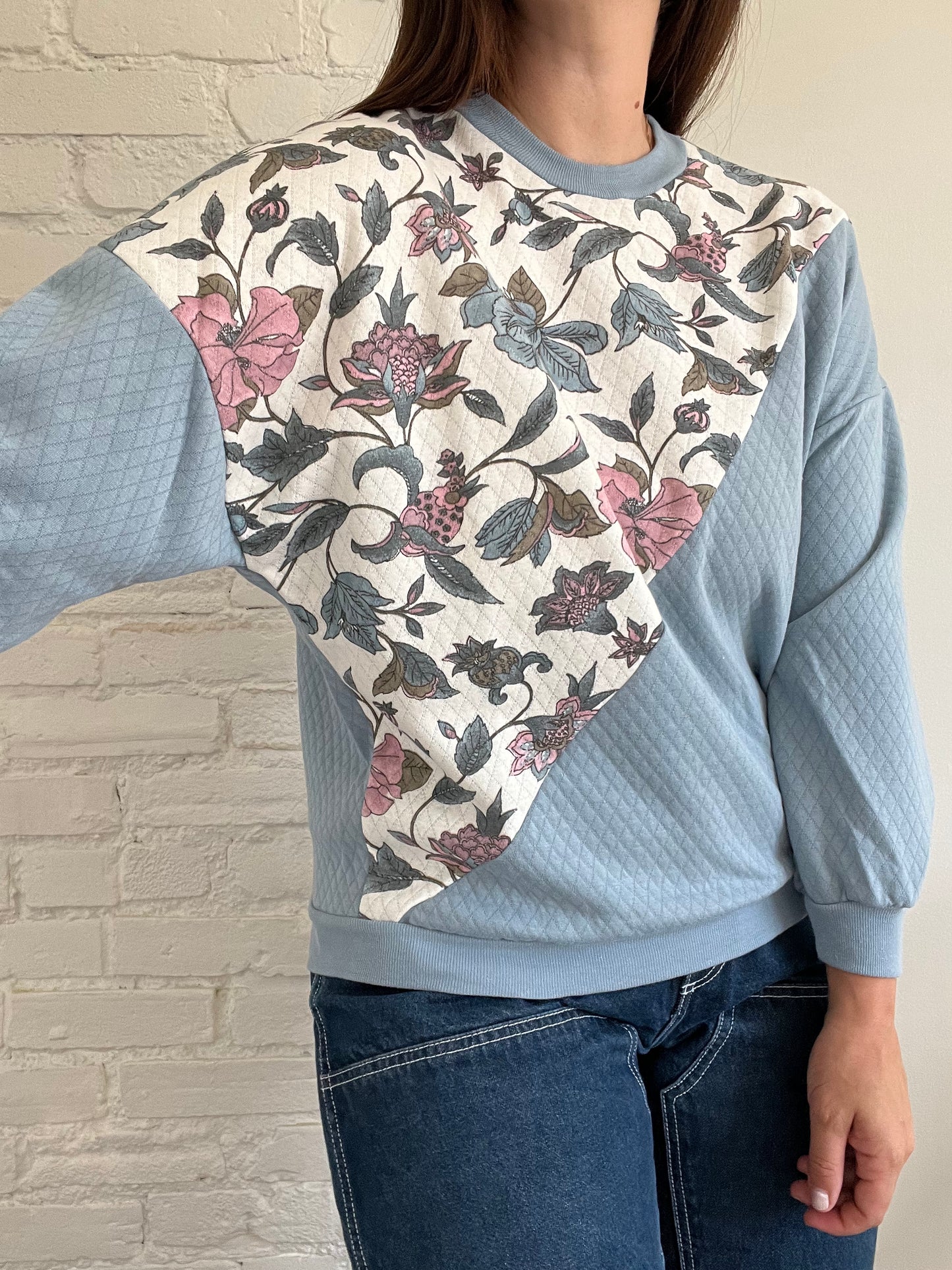 Quilted Floral Crewneck - S/M