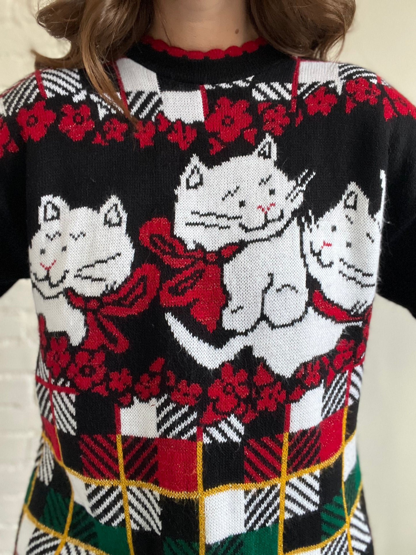 Cat Trio Christmas Sweater - L