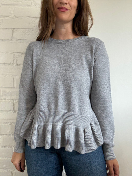 Ruffle Flounce Grey Sweater - Size L