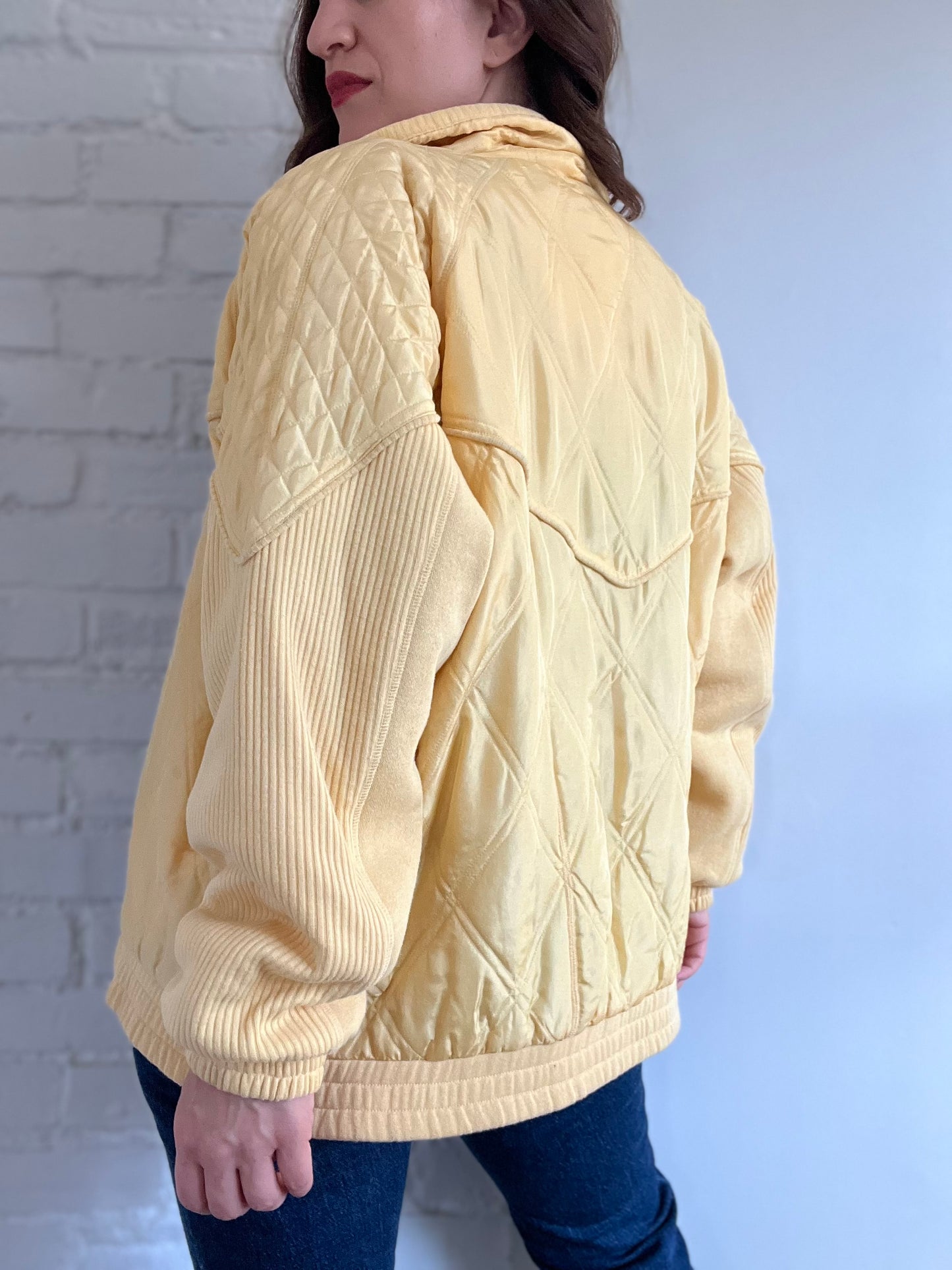 Yellow Silk Bomber Jacket - Sz. L