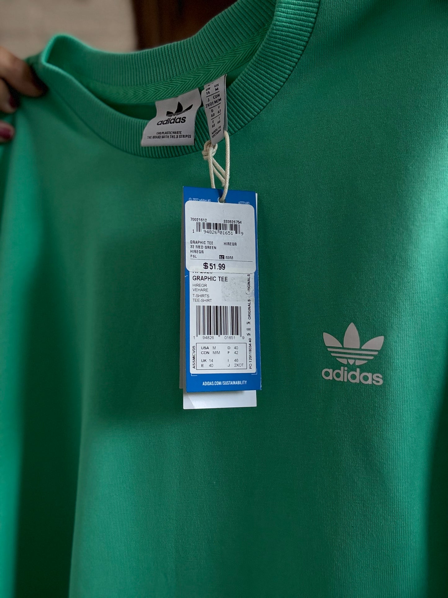 NEW adidas Originals Green T-Shirt - Size M (oversized)