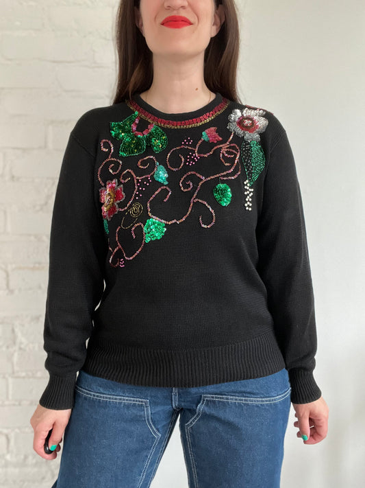 Embellished Festive Sweater - L