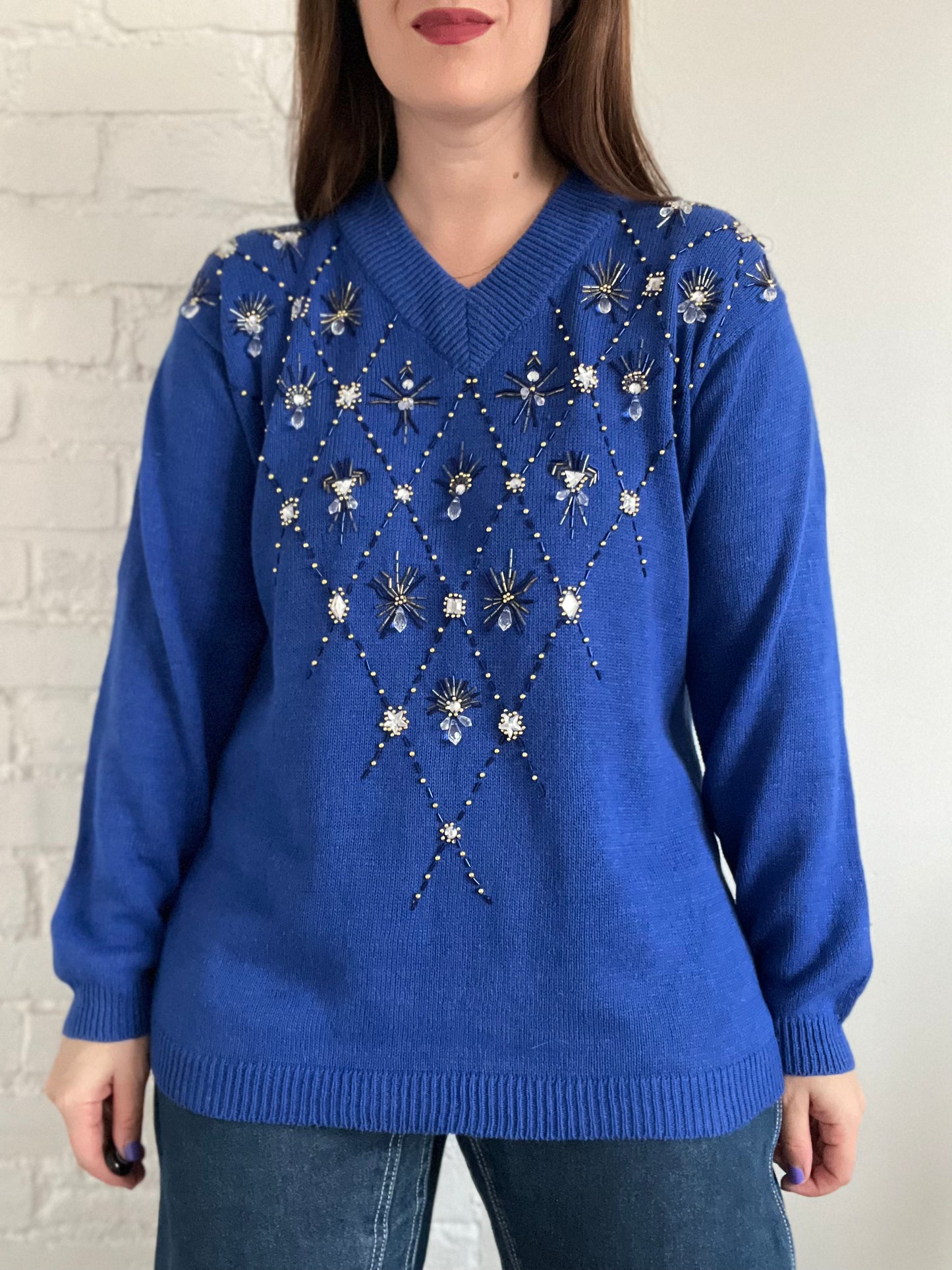 Blue Crystal Festive Knit - L