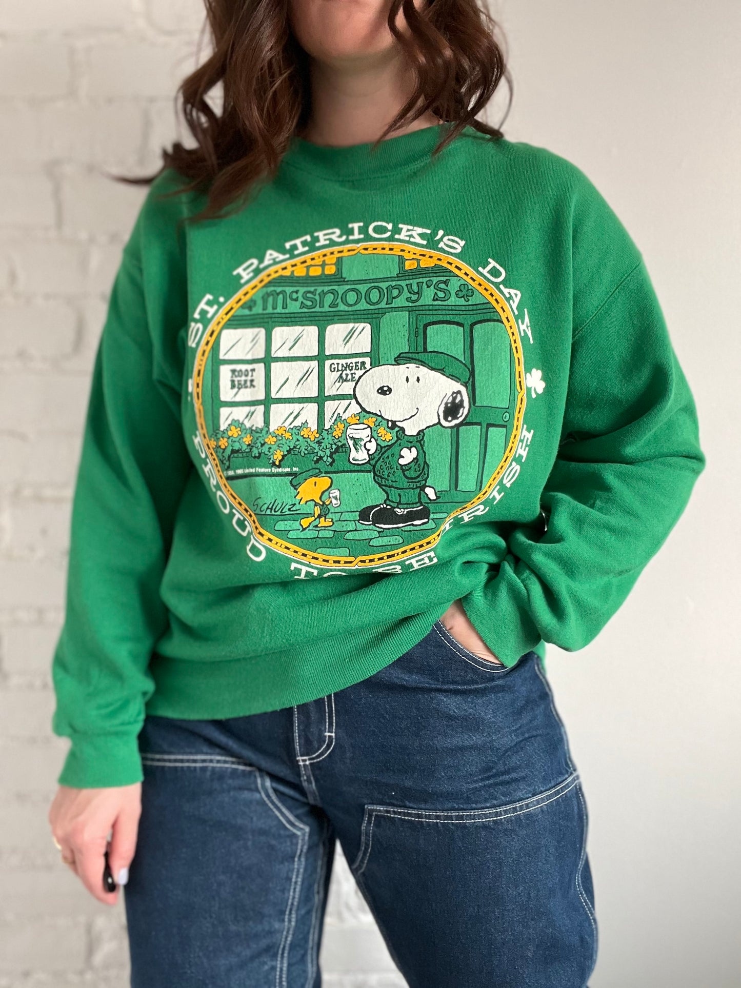 80s Vintage Snoopy St. Patrick's Sweatshirt - L/XL