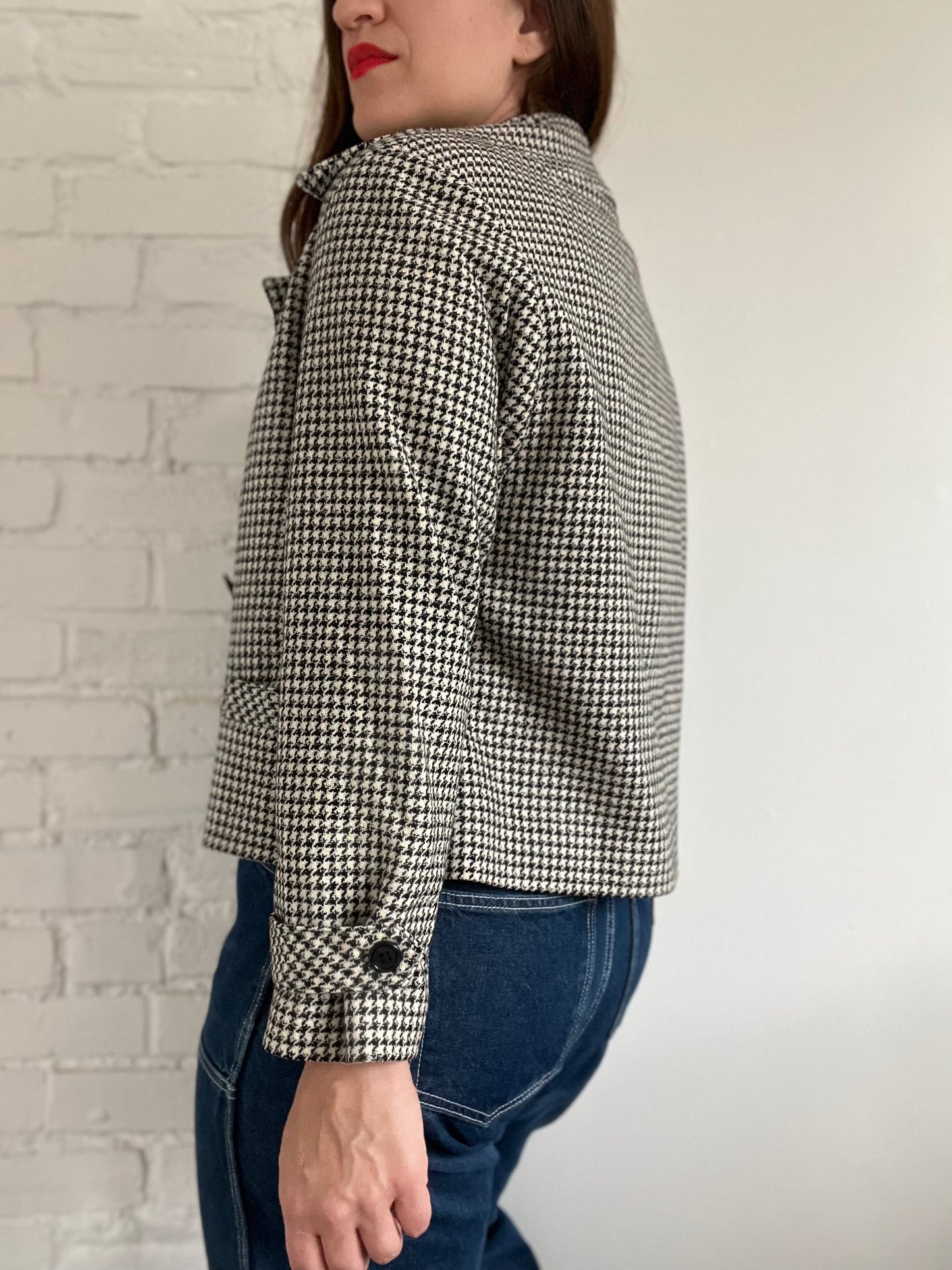 Double Breasted Houndstooth Jacket - L