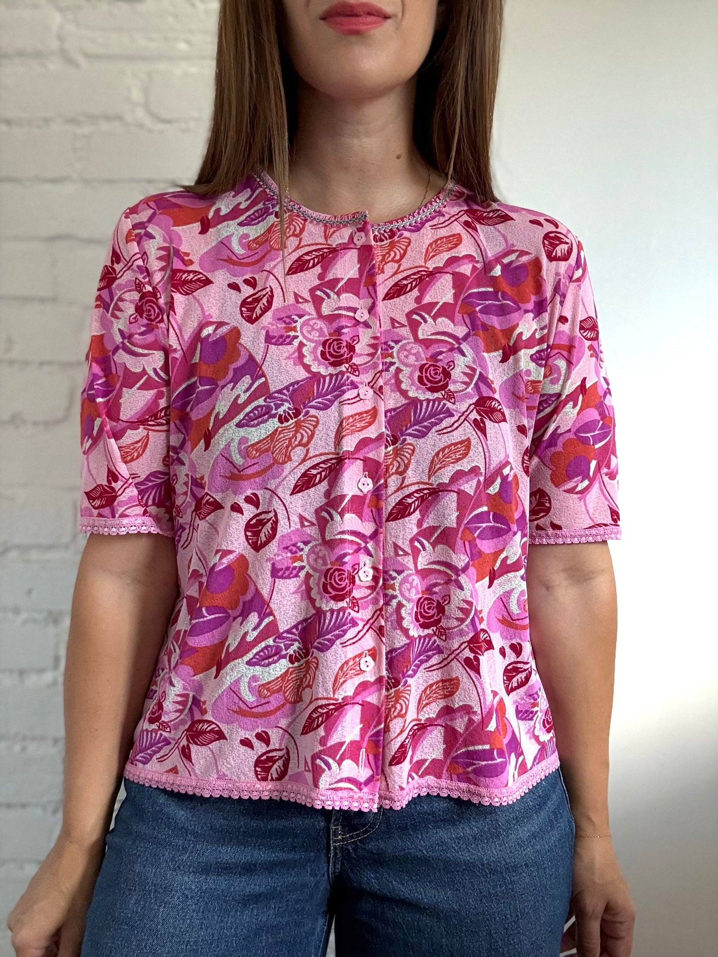 Vespucci Crepe Button-Up  Shirt - Size XL