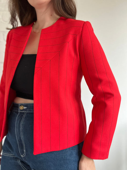 Red Pinstripe Blazer - S