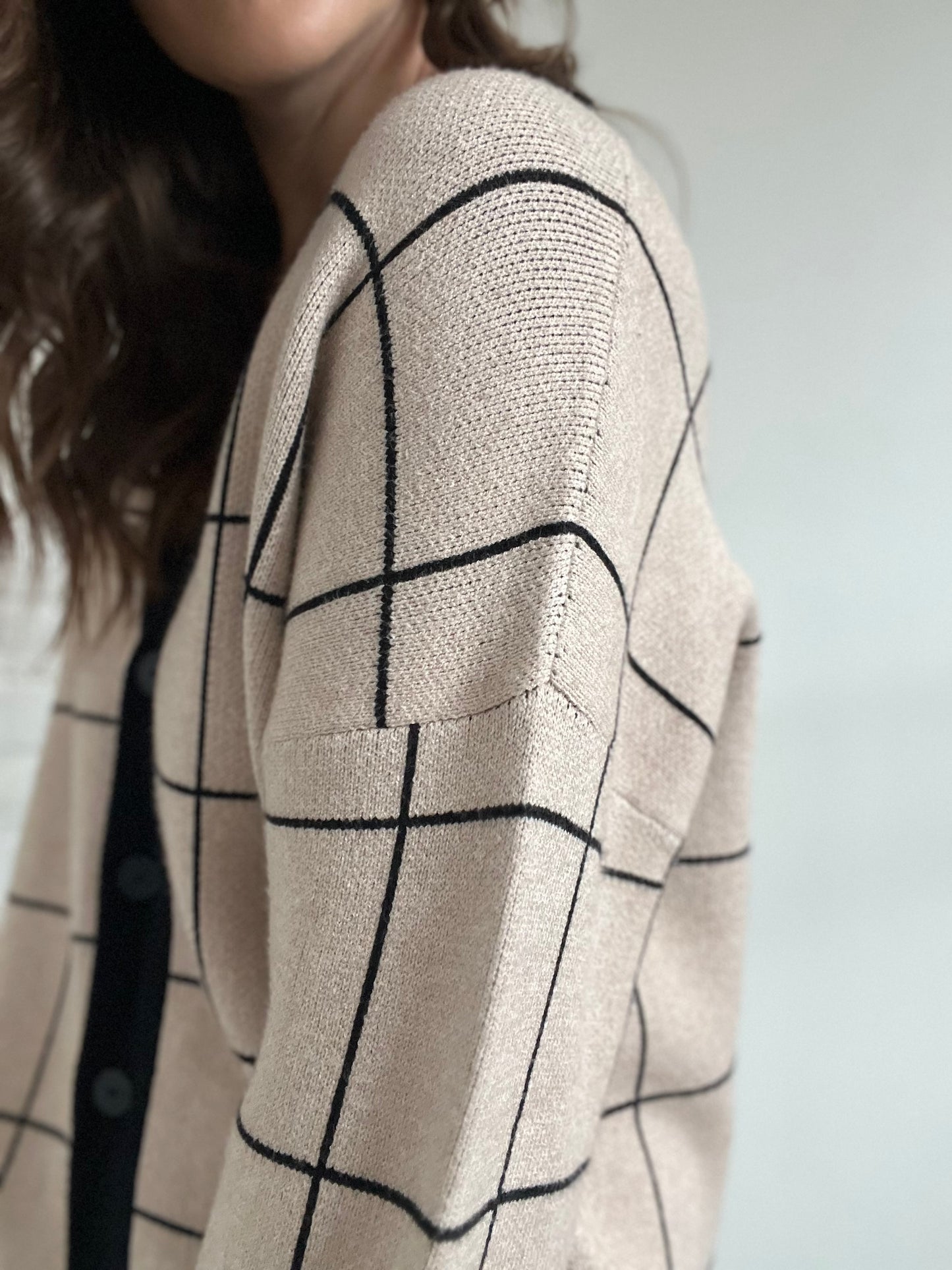 Oak + Fort Grid Cardigan - Sz. S (Oversized)