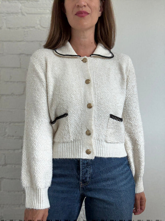 Mango Contrast Trims Sweater - Size L