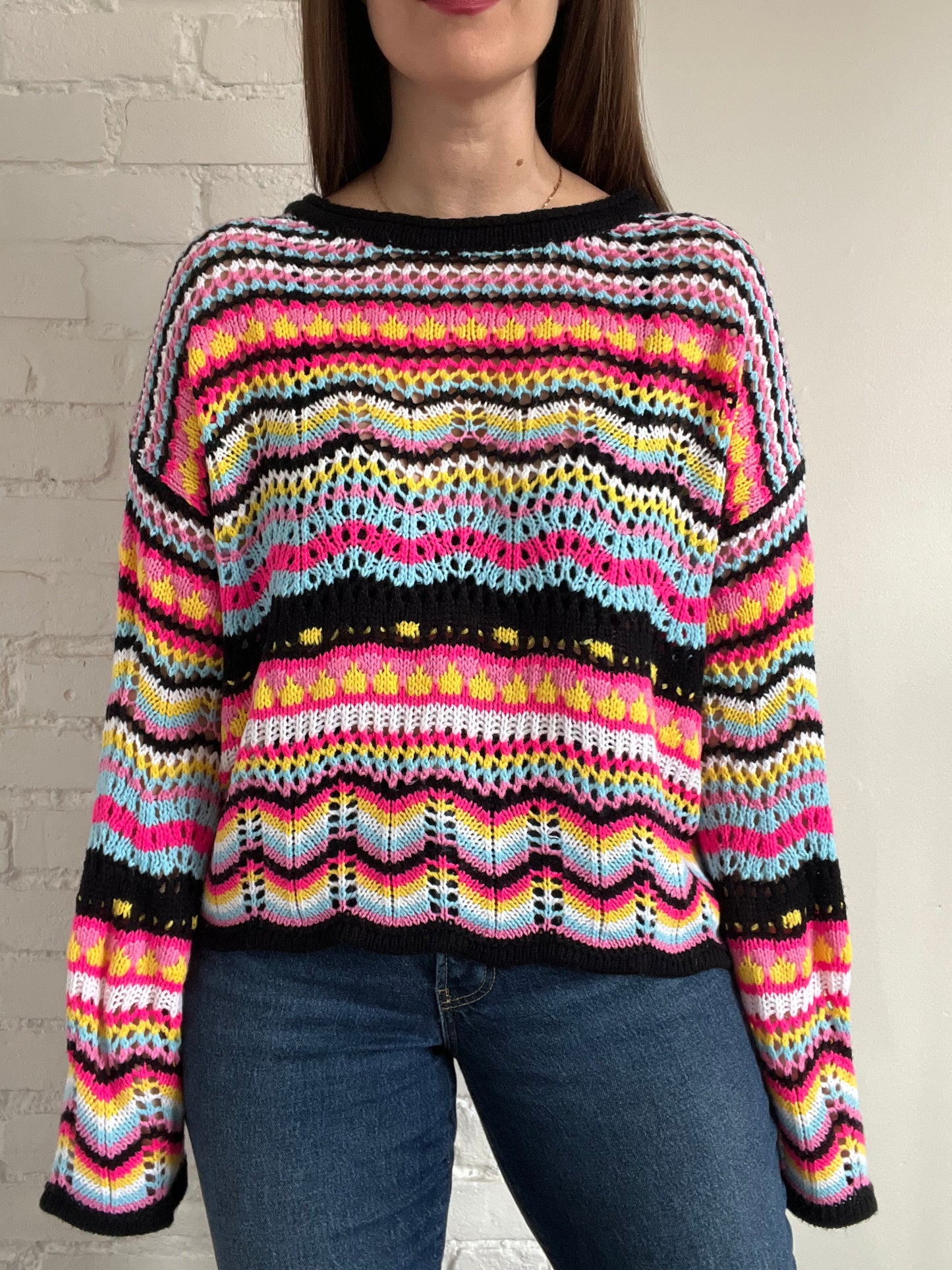 Loose Rainbow Knitted Sweater - M/L