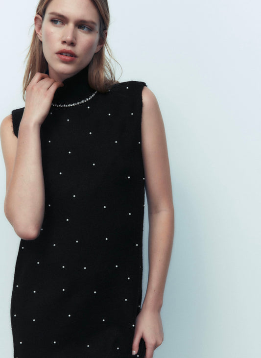 Pearl Beaded Sweater Dress - S