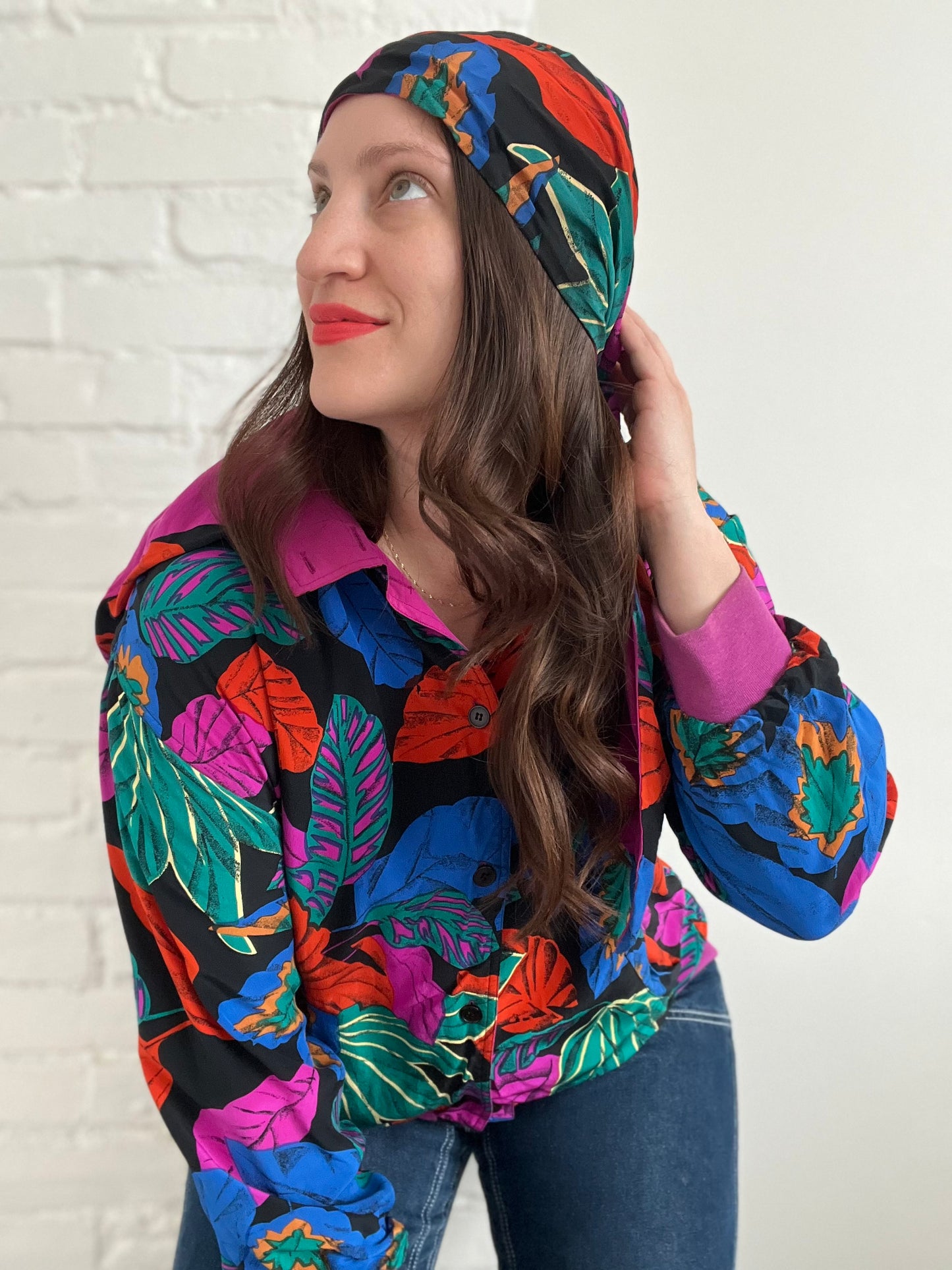 Double-Sided Silk Leaves Bomber - Size L/XL