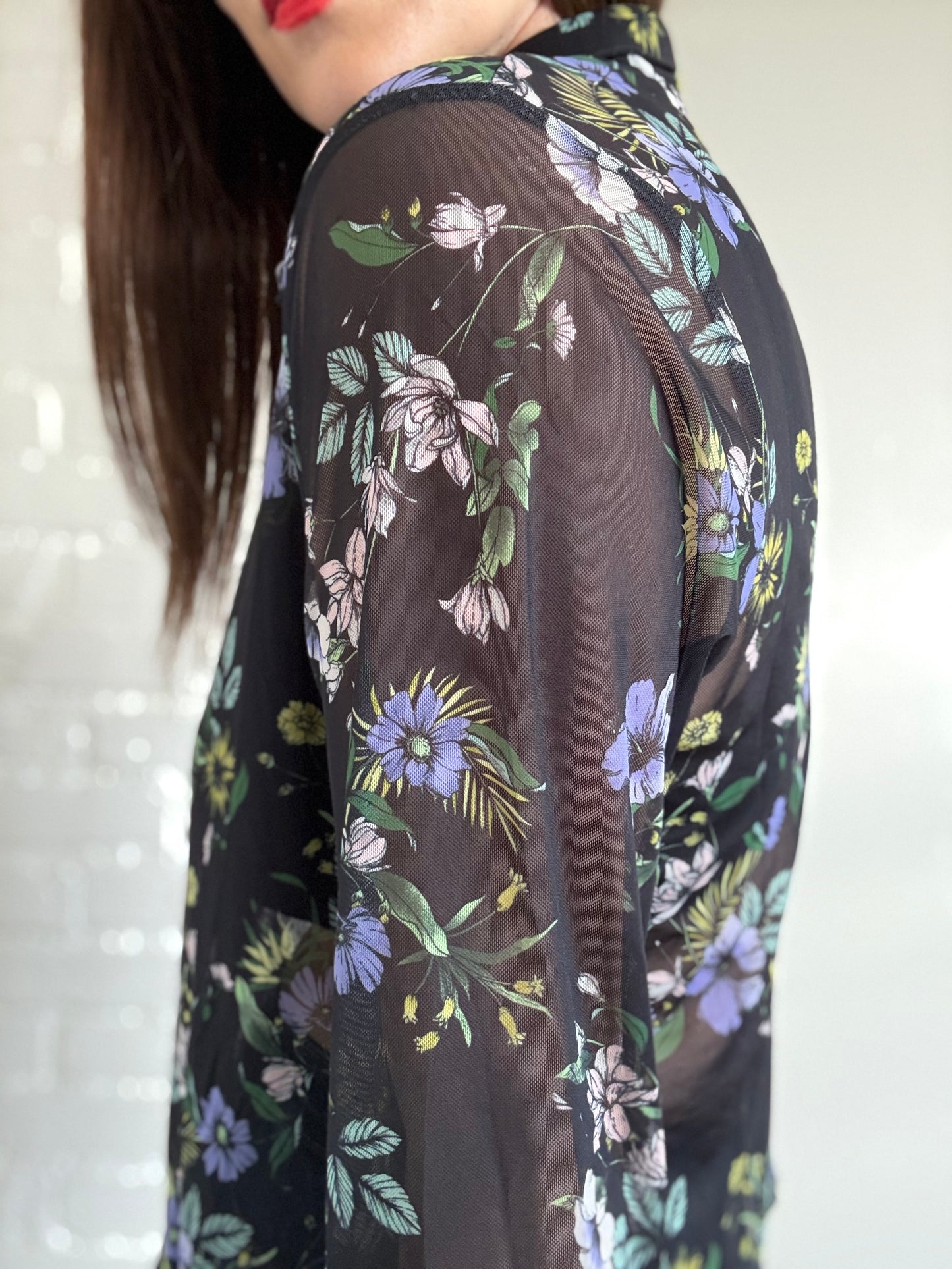 Tulle Floral Button-Up - Sz. XL