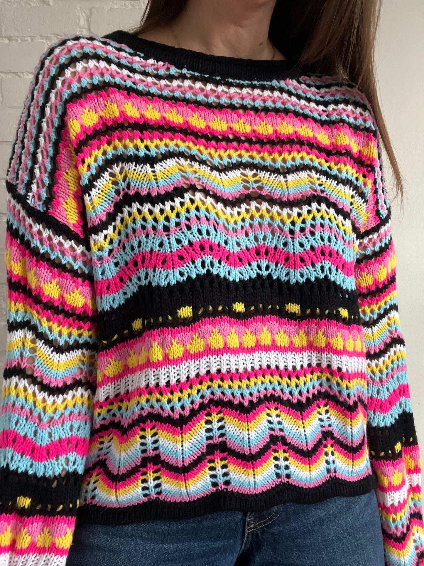 Loose Rainbow Knitted Sweater - M/L