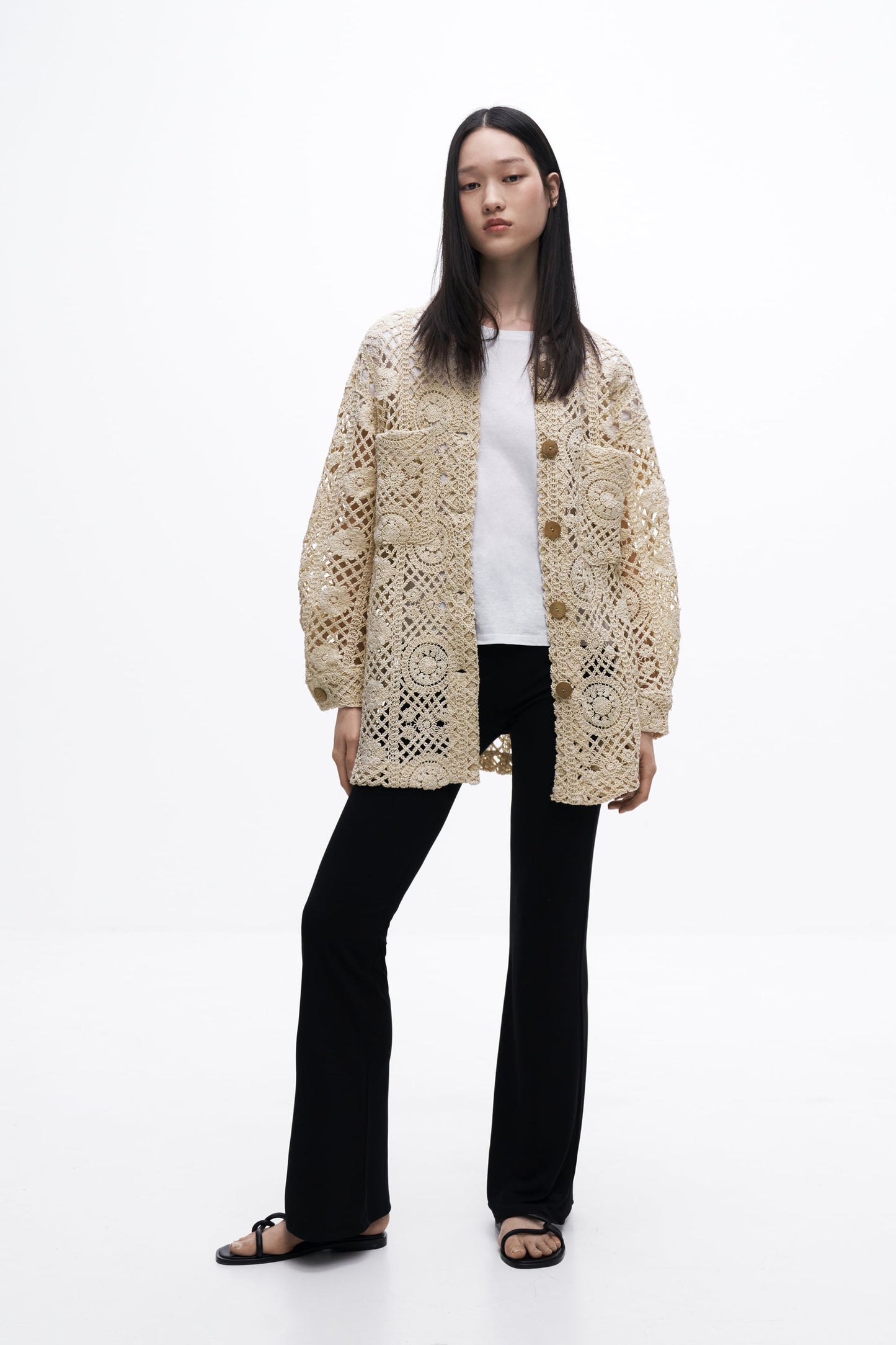 Crochet Knit Cardigan - Size S (Very Oversized)