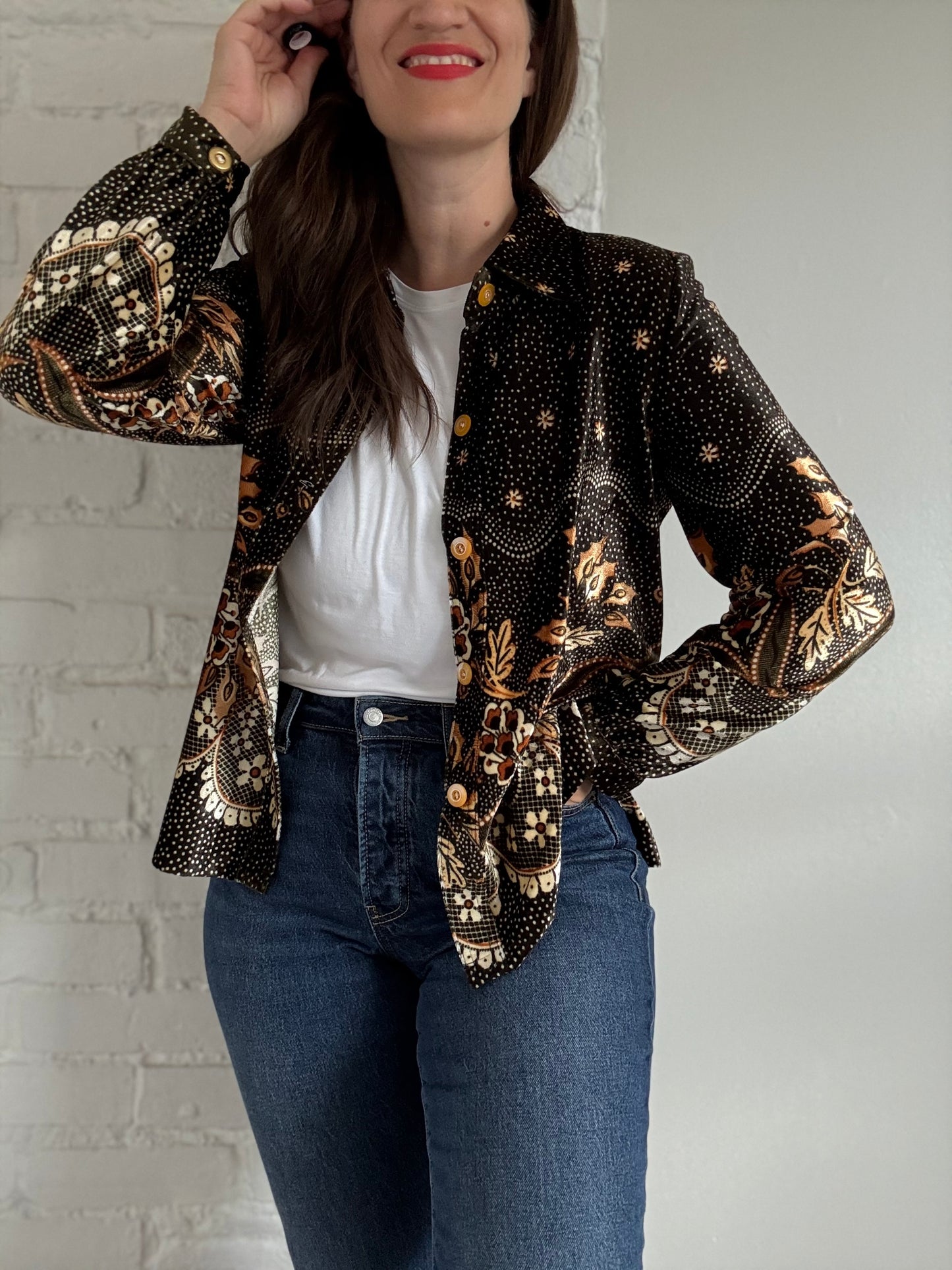 Green Velvet Nature Cardigan - Size L