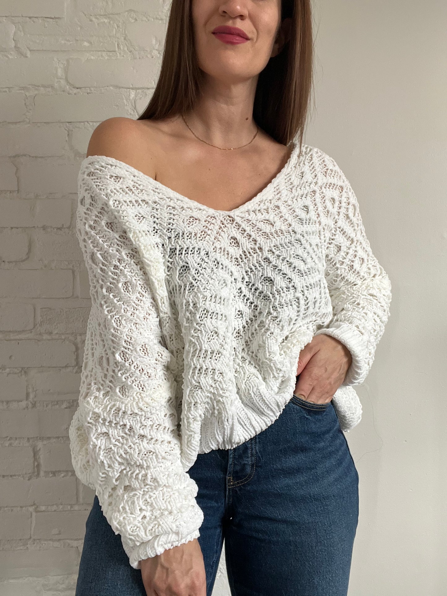 Chenille Chunky Sweater - L