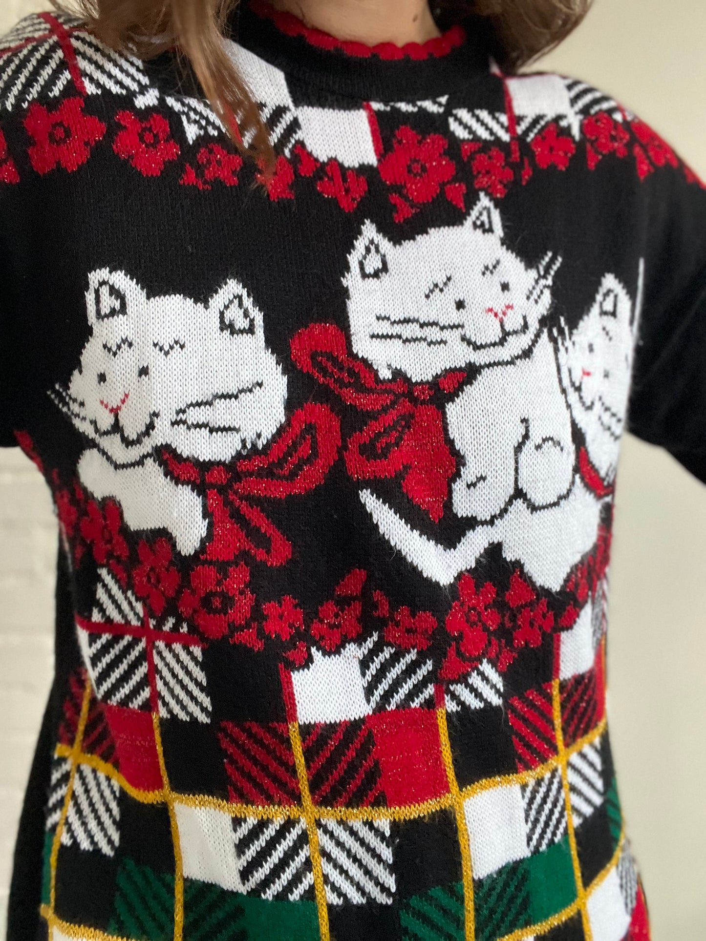 Cat Trio Christmas Sweater - L