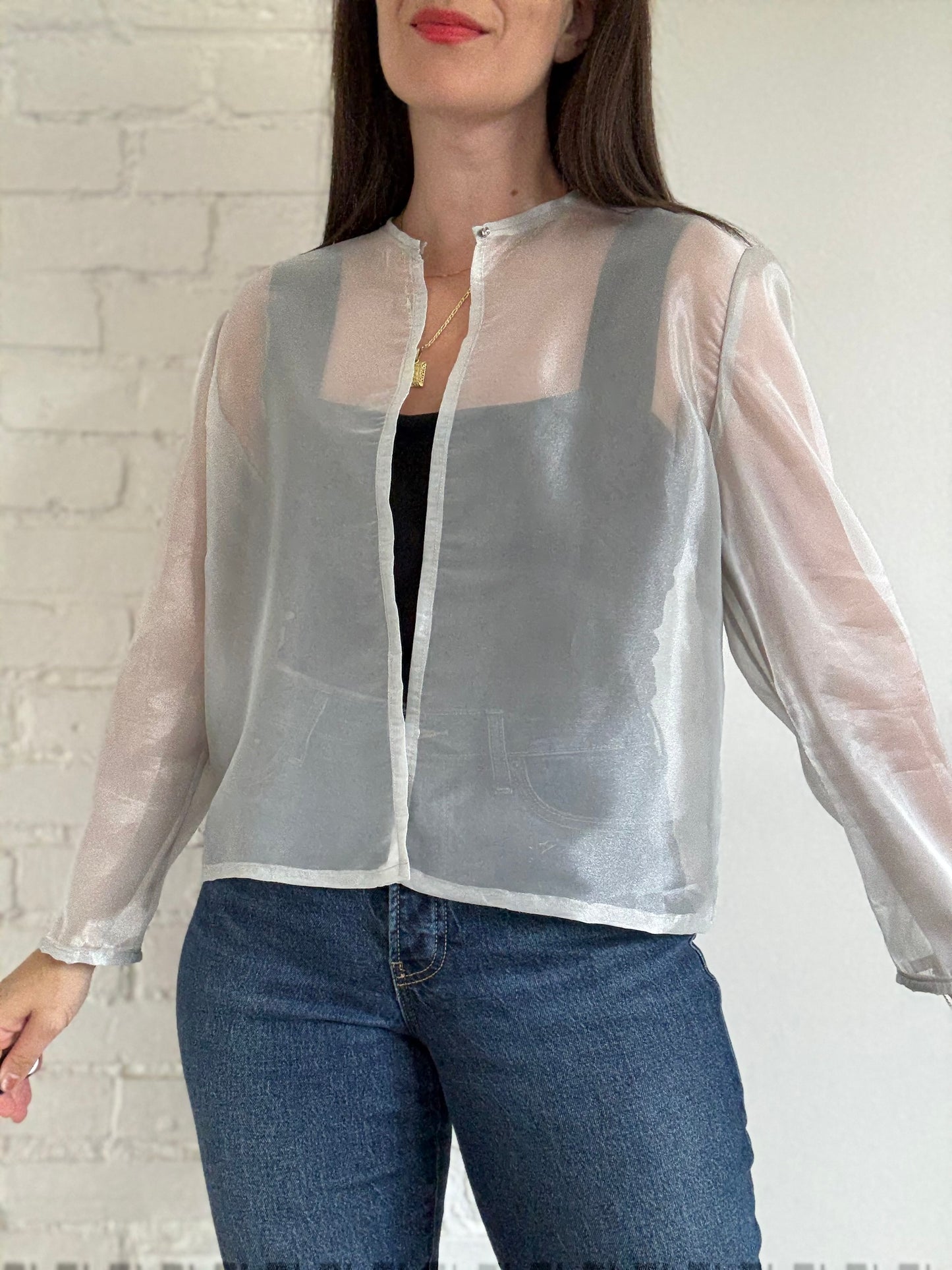 Diamond Silver Mesh Cardigan - Size L