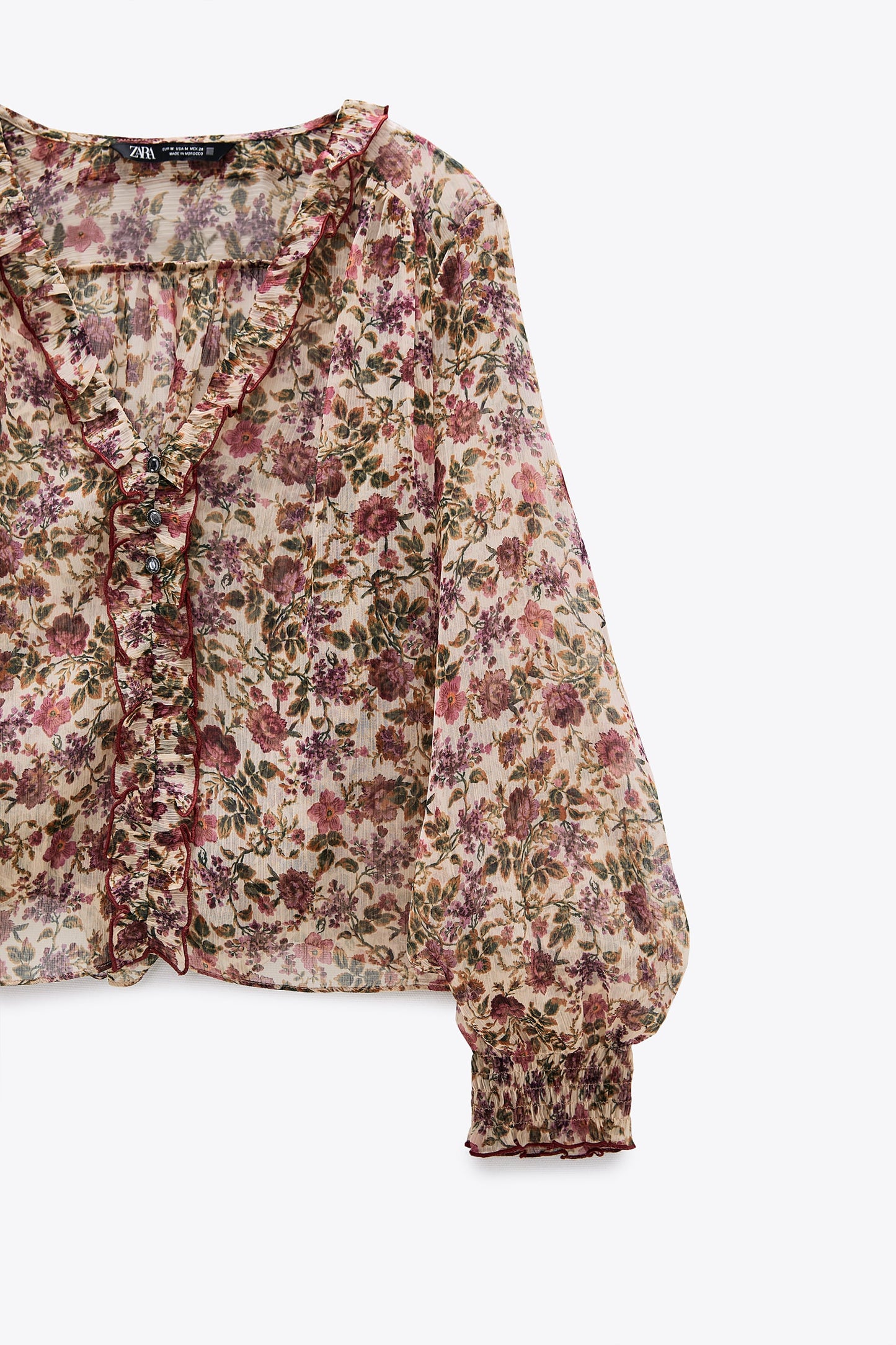 Sheer Floral Blouse - XS (oversized)
