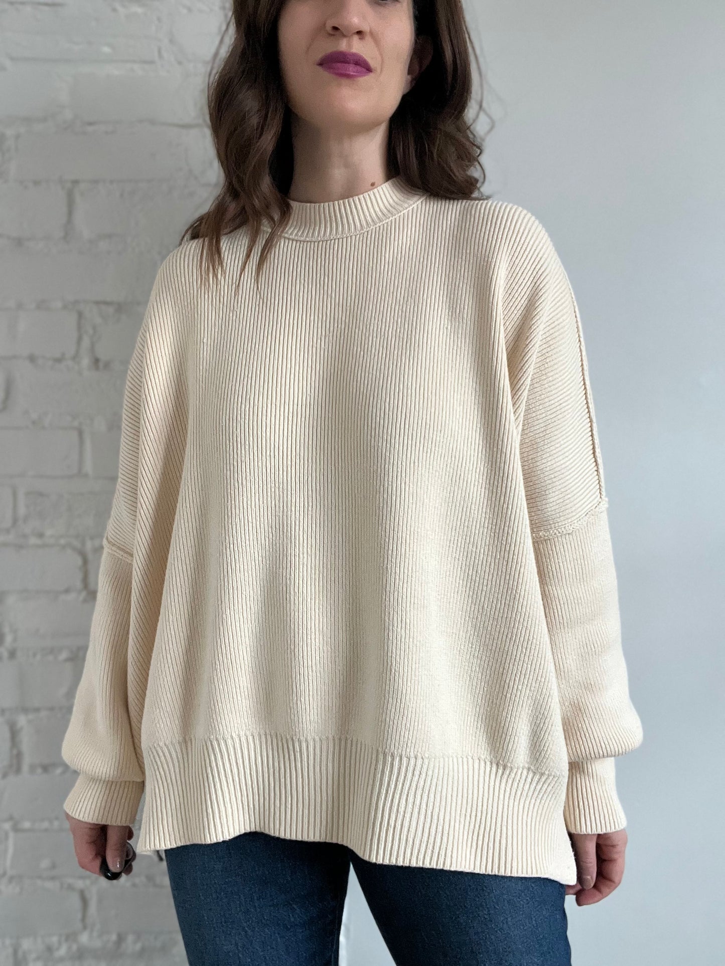 Free People Oversized Knit Sweater - M