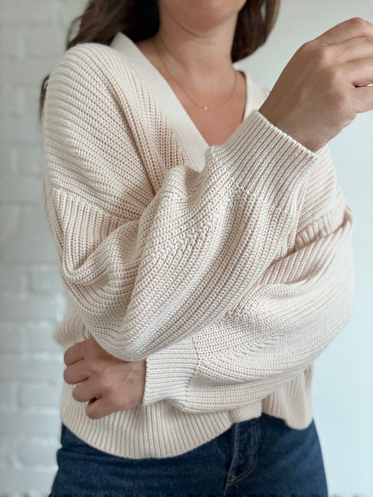 Relaxed Beige Knit Cardigan - Size M/L