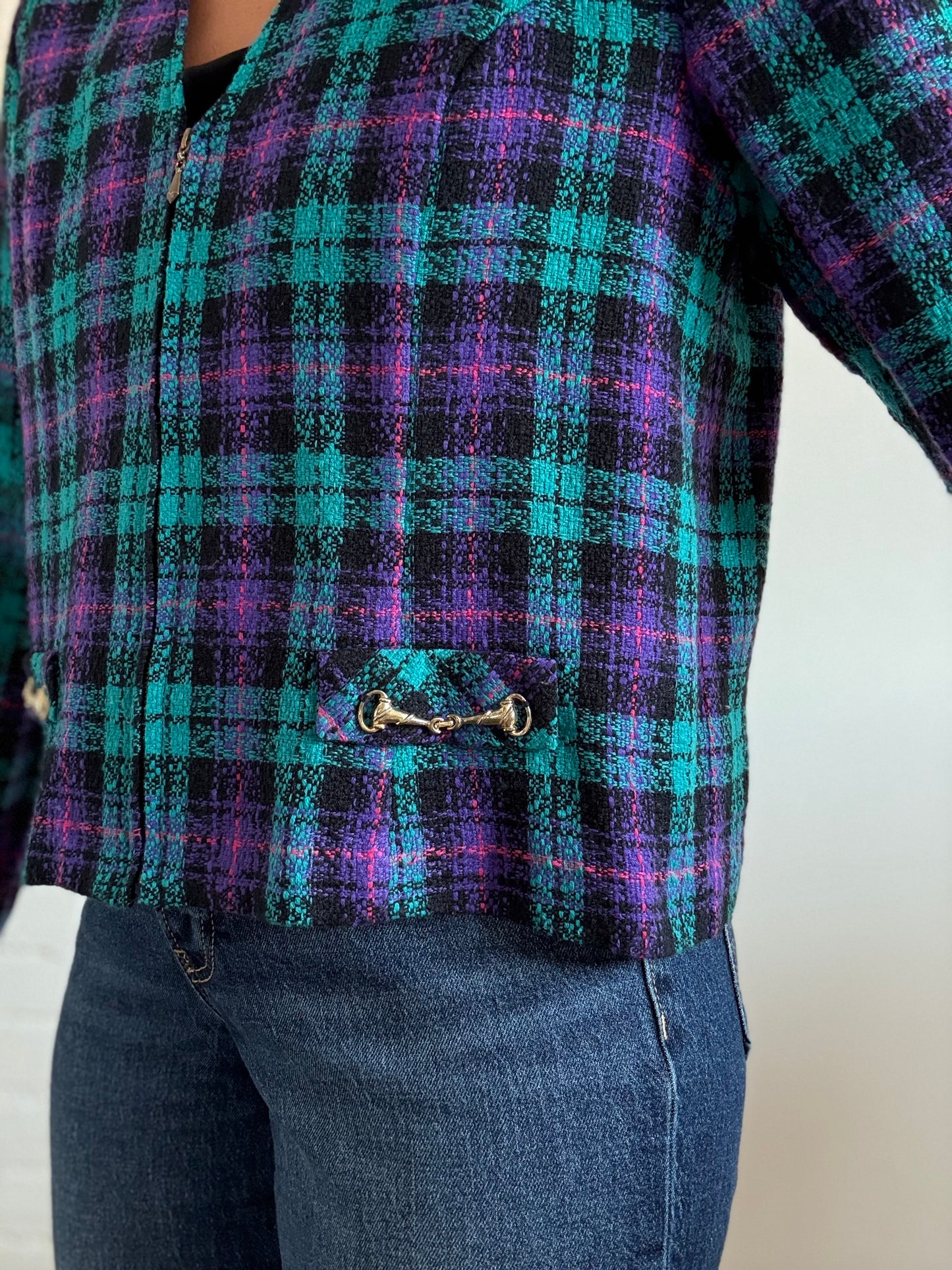 Retro Plaid Blazer - Size XL