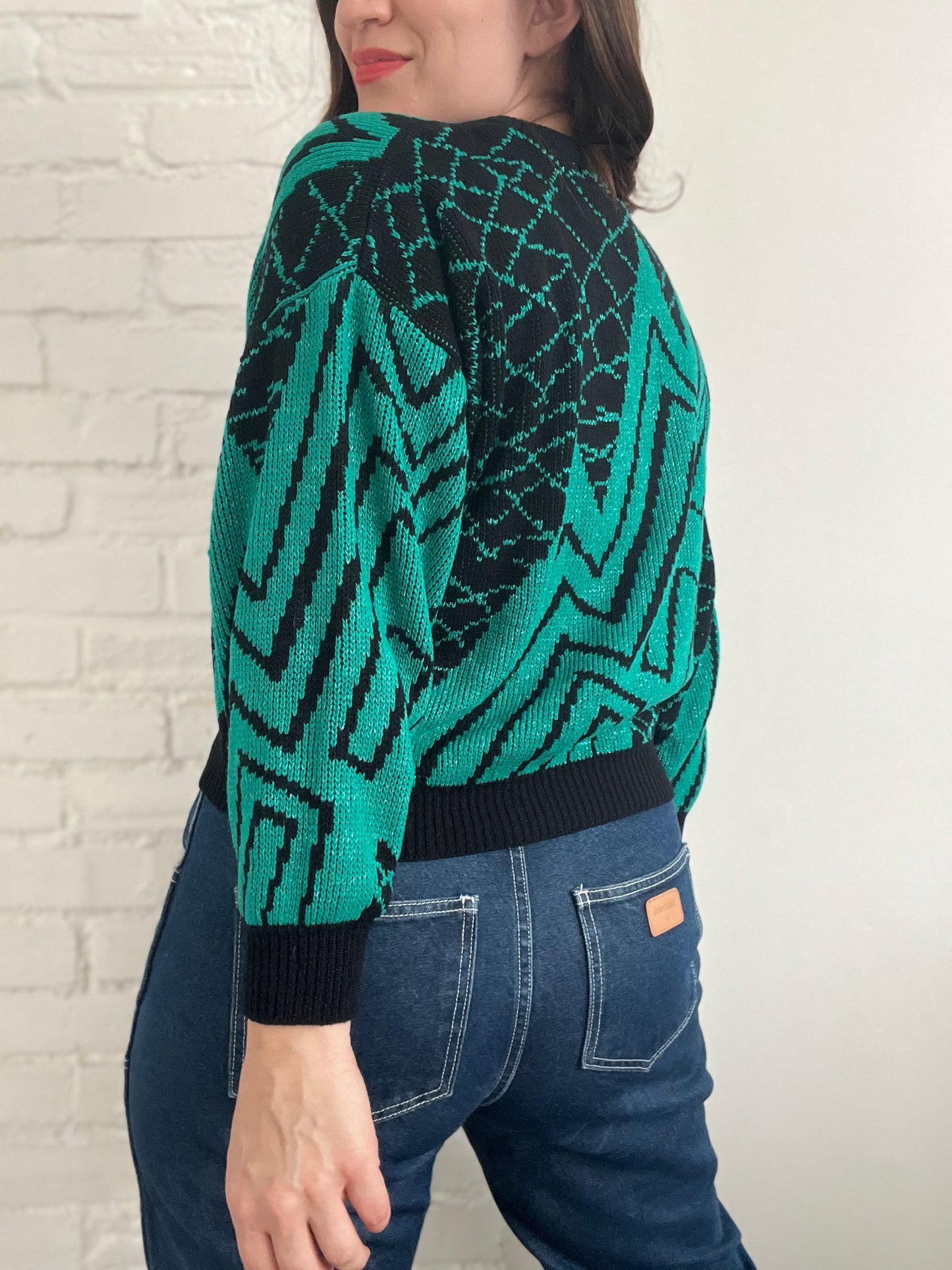 Green and Black Cropped Knit - S/M