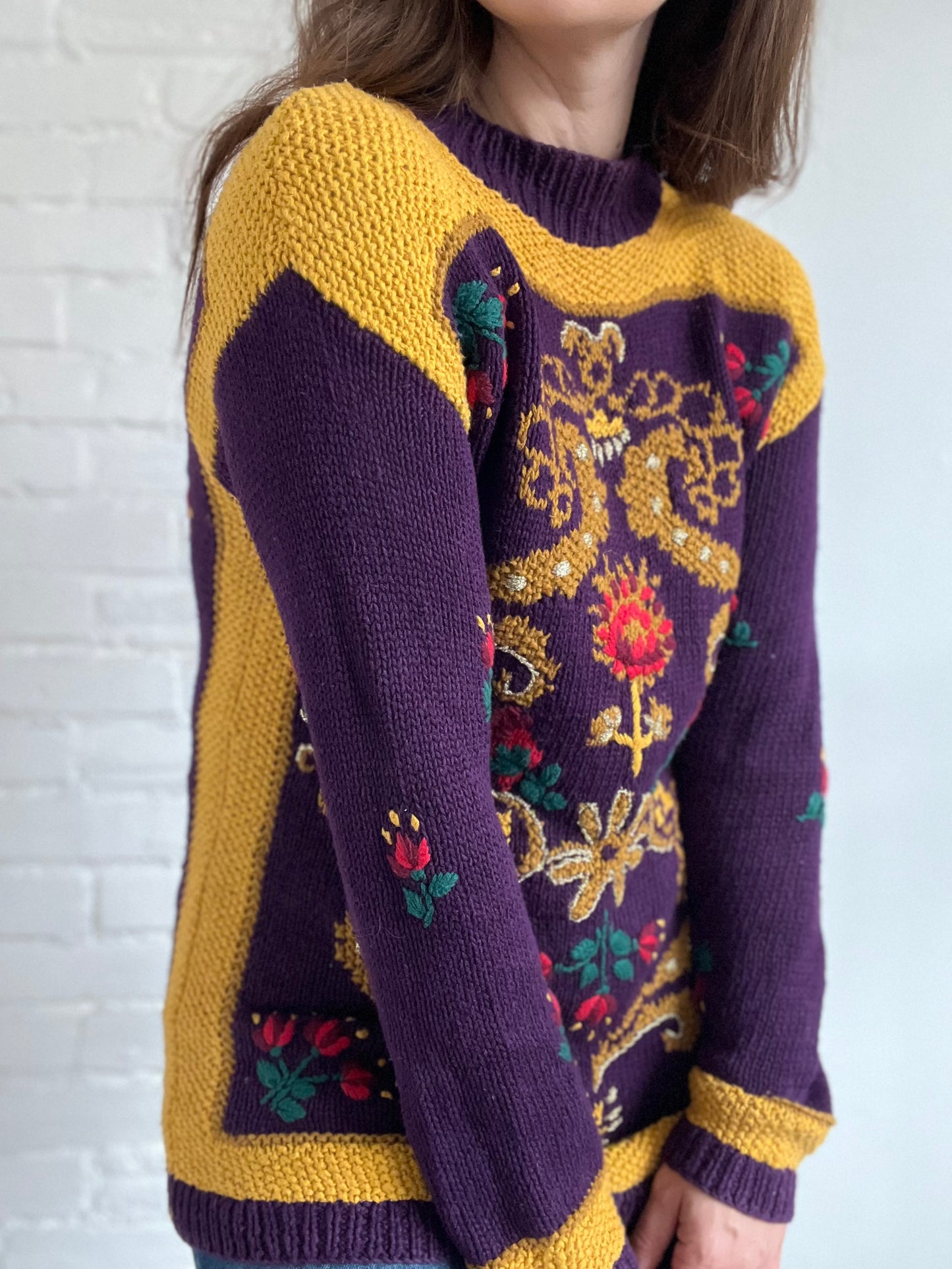 Multicoloured Hand-Knit Sweater - M