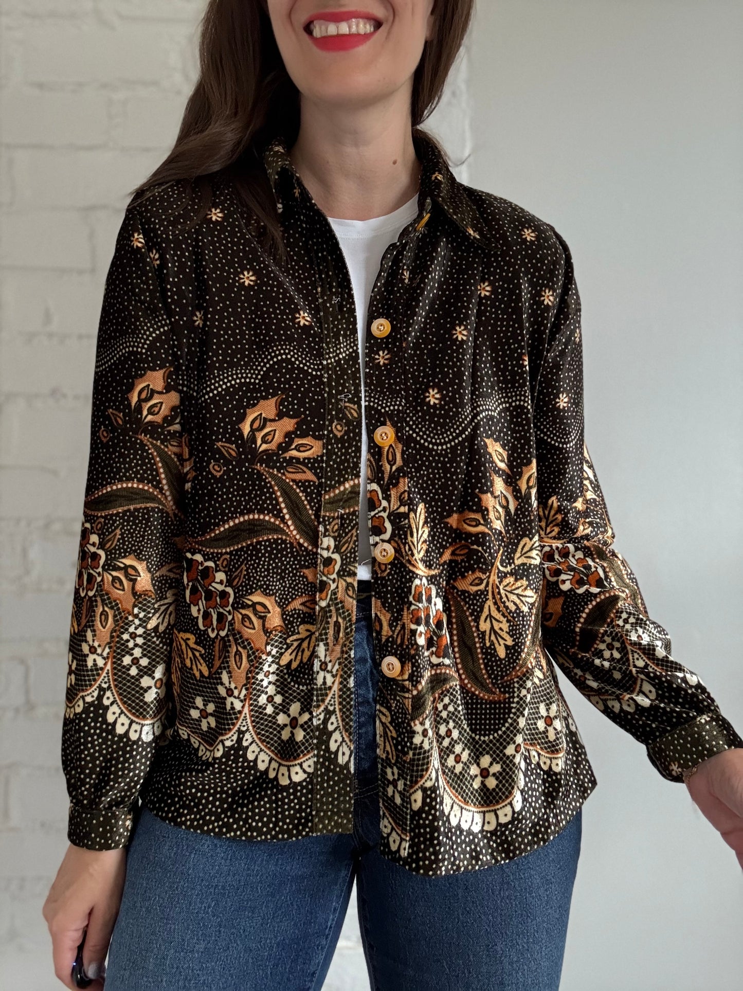 Green Velvet Nature Cardigan - Size L