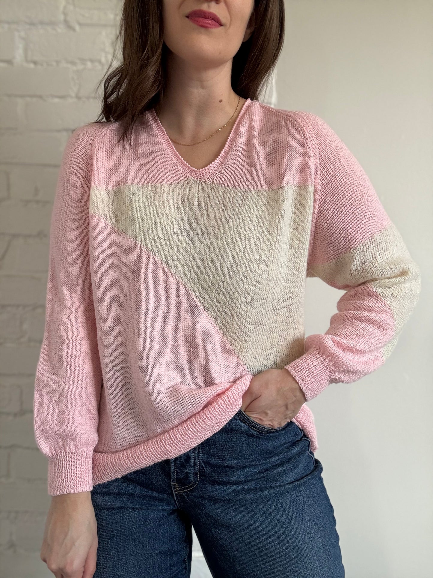 Pink Pastel Knit Sweater - Sz. L