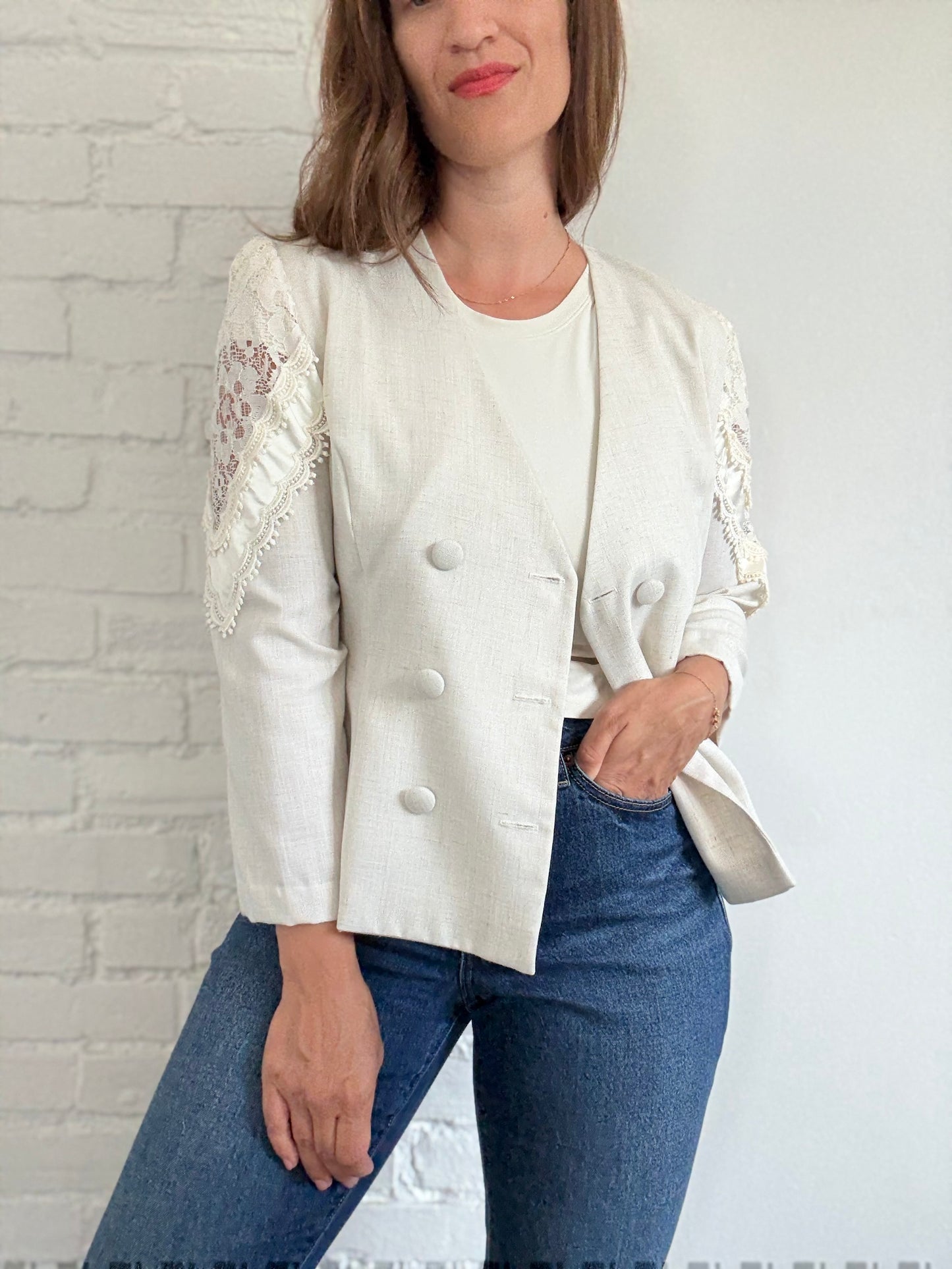 Linen & Lace Blazer - Size M/L