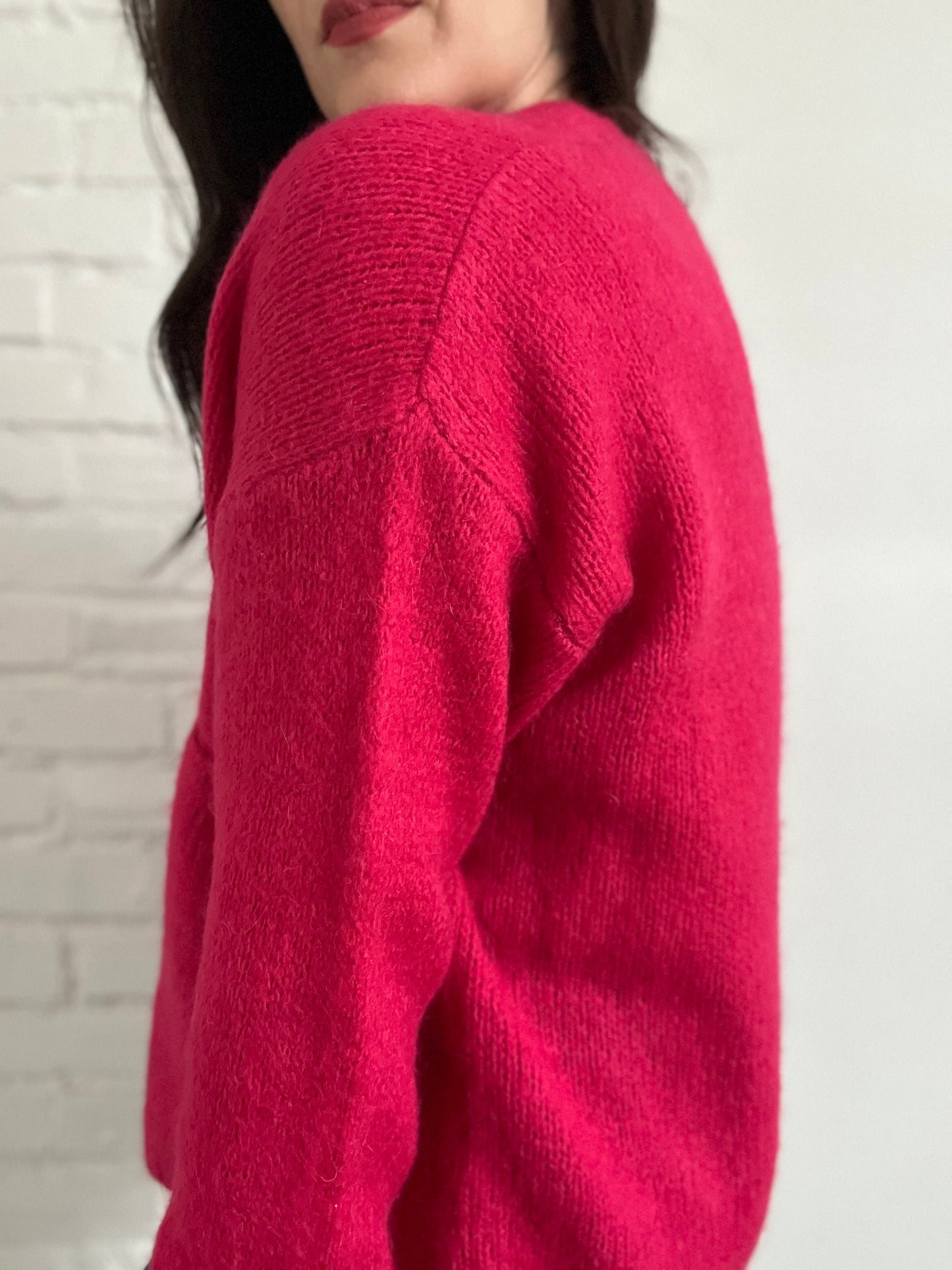 Chunky Pink Wool Cardigan - M/L