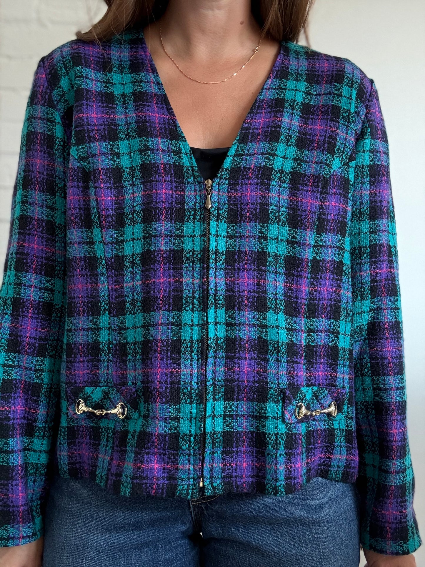 Retro Plaid Blazer - Size XL