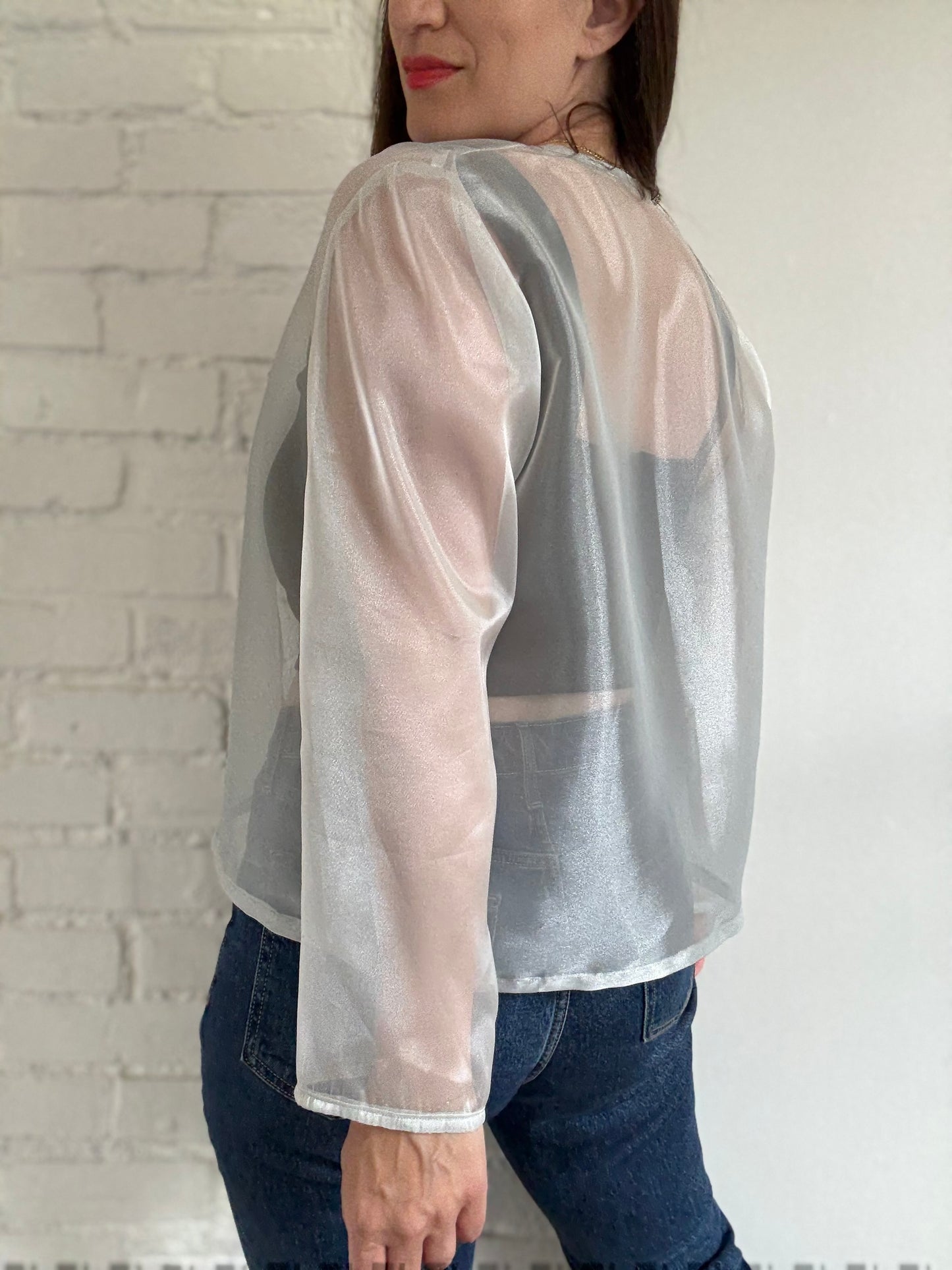 Diamond Silver Mesh Cardigan - Size L