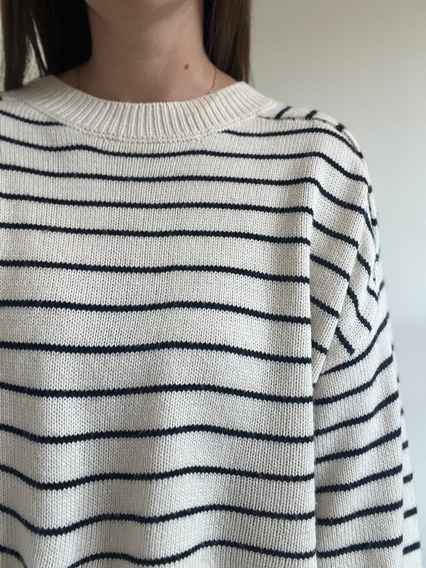 Striped Cotton Knit Sweater - Size XL