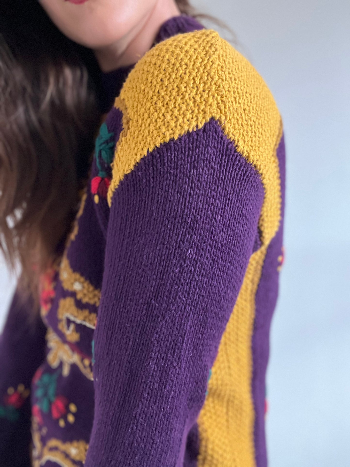 Multicoloured Hand-Knit Sweater - M