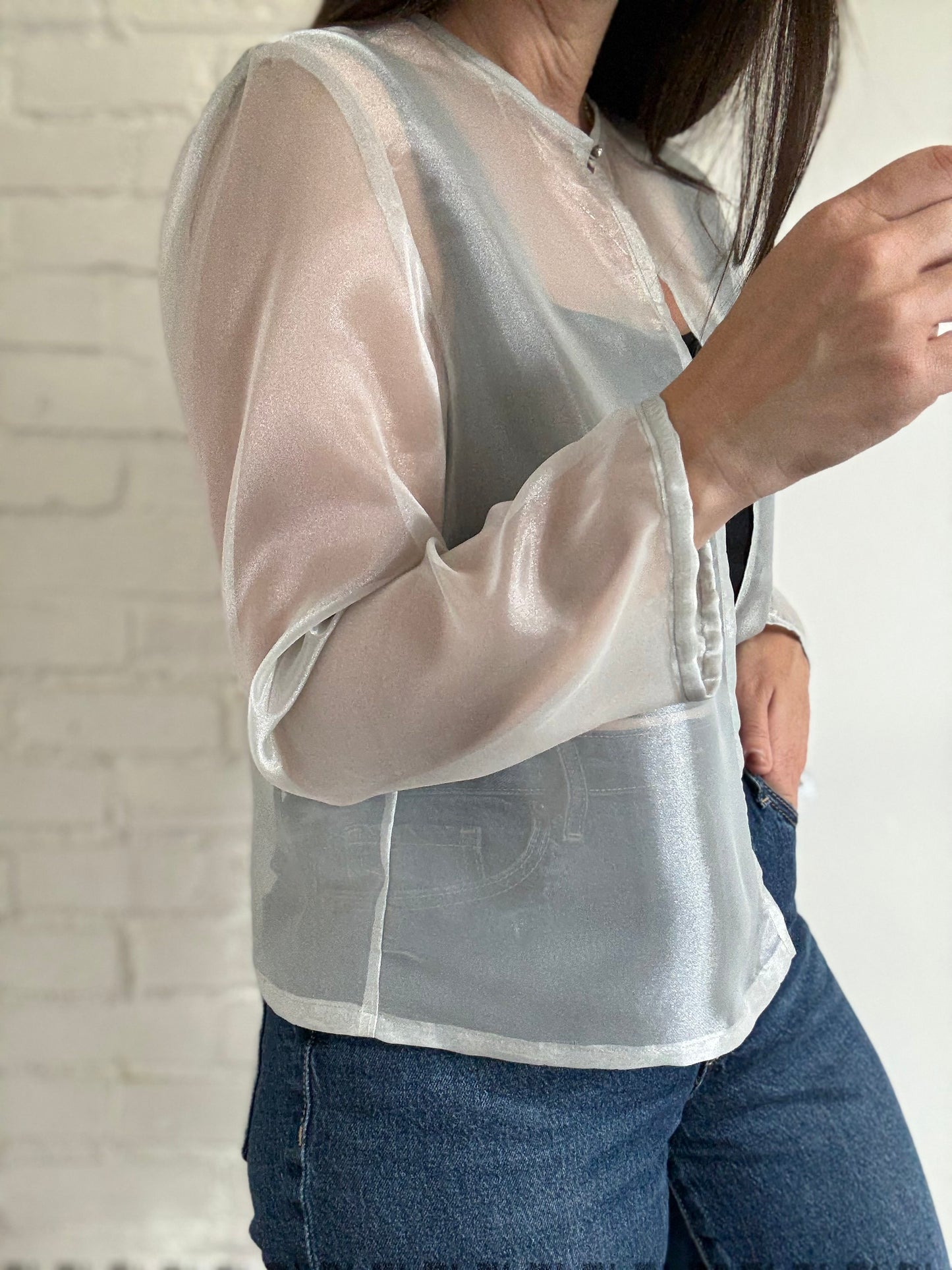 Diamond Silver Mesh Cardigan - Size L