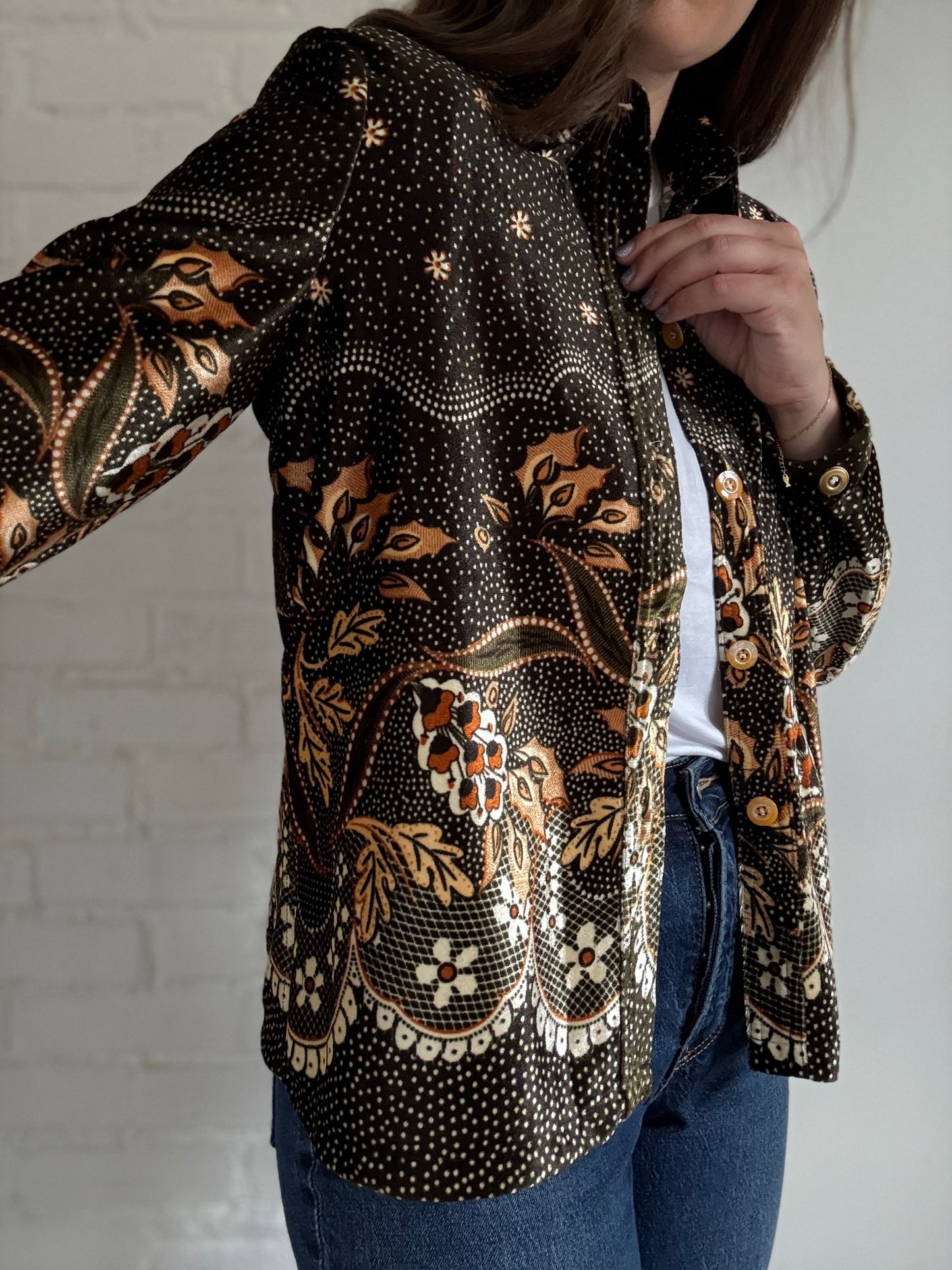 Green Velvet Nature Cardigan - Size L
