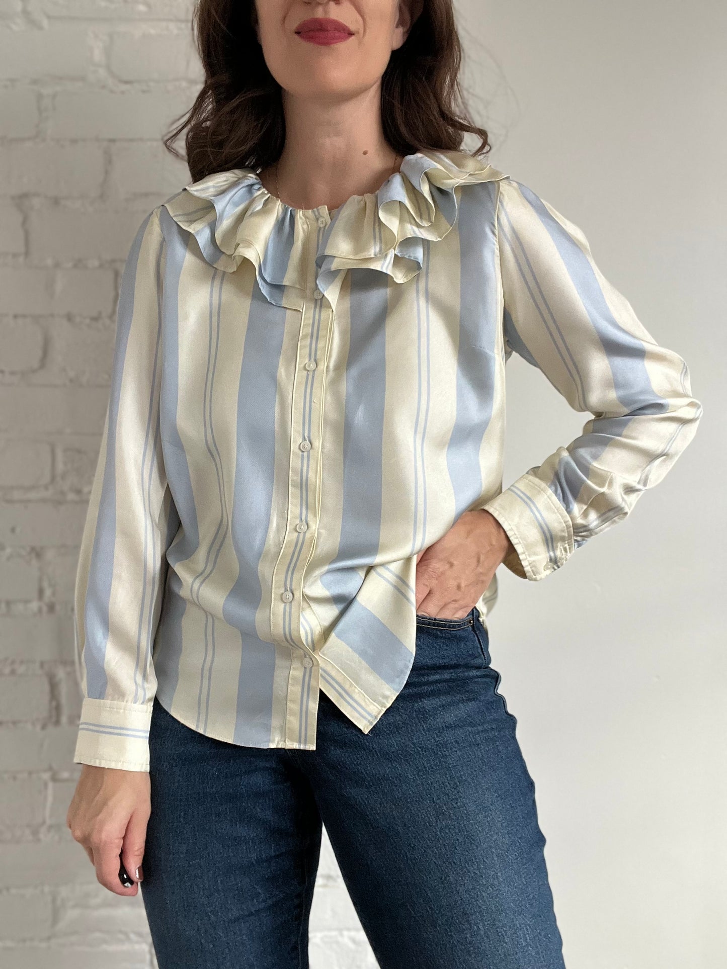 JCrew Collection Ruffle-Collar Silk Top - M