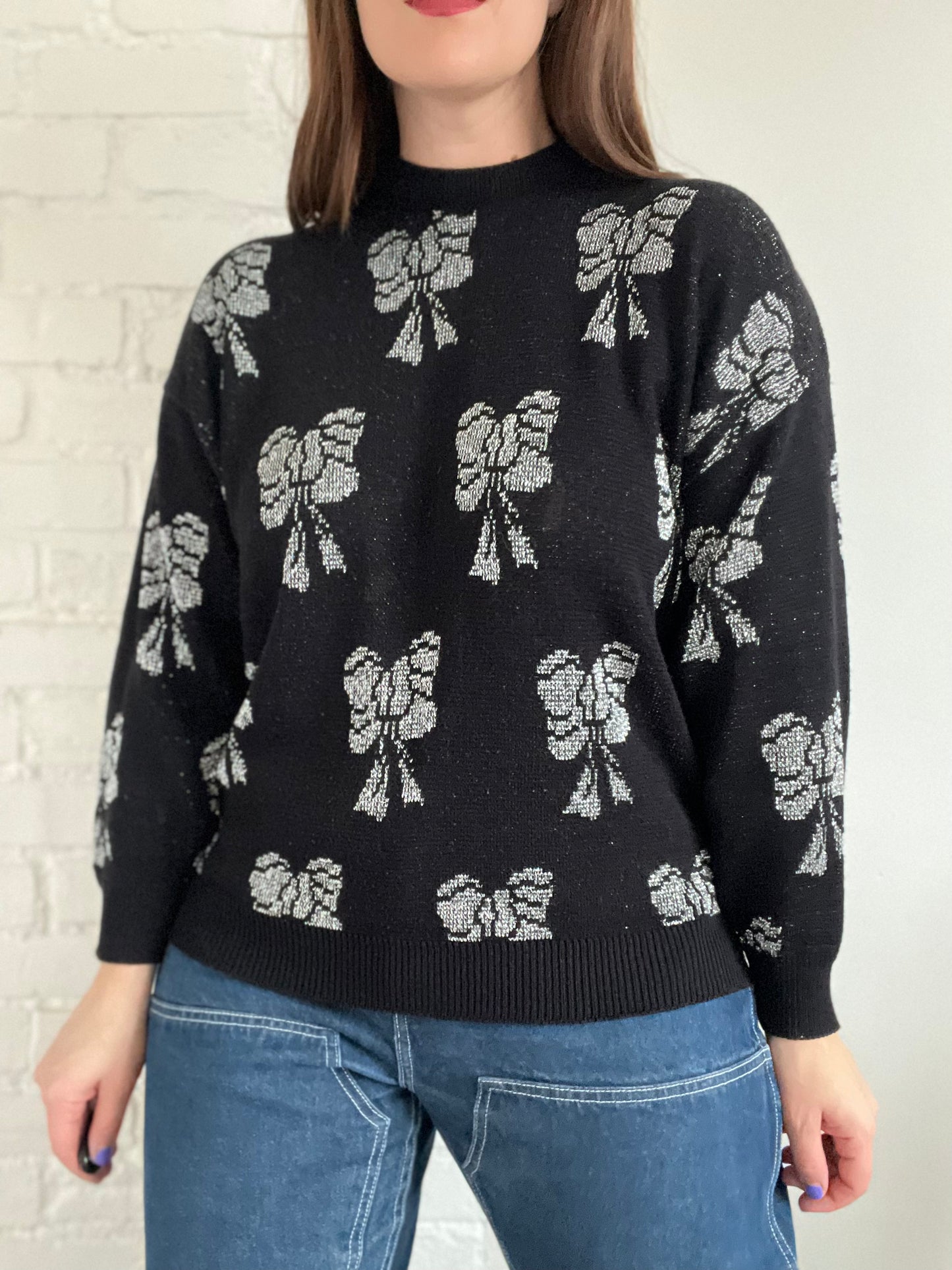 Silver Bows Sweater - S/M