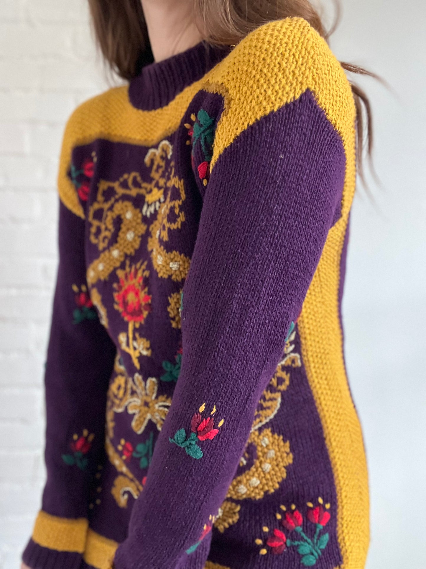 Multicoloured Hand-Knit Sweater - M