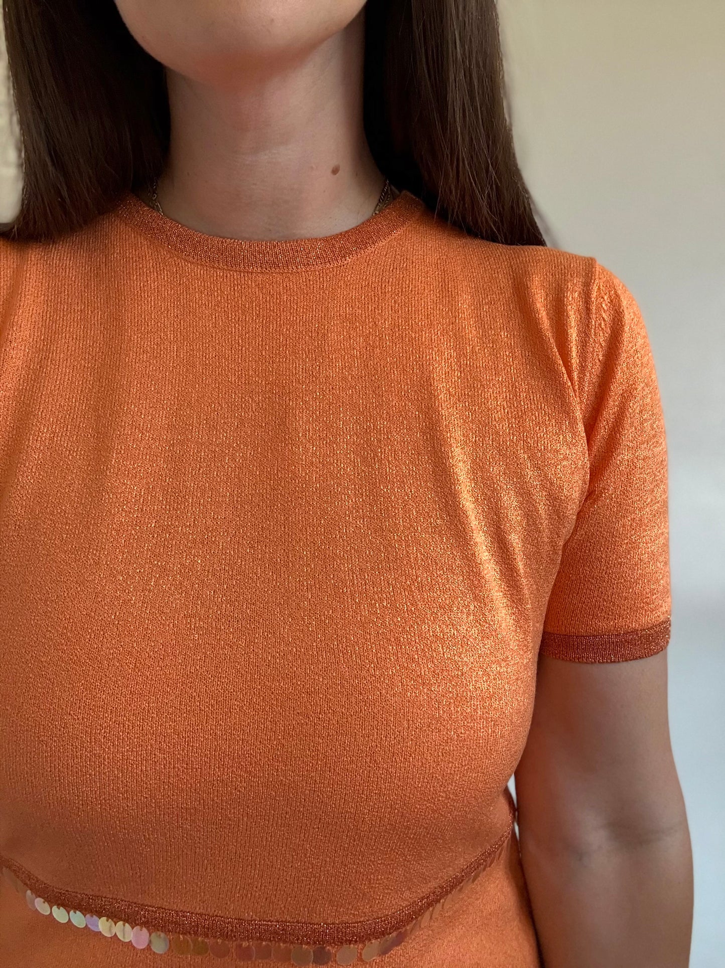 Orange Metallic Disco T-Shirt - Size M