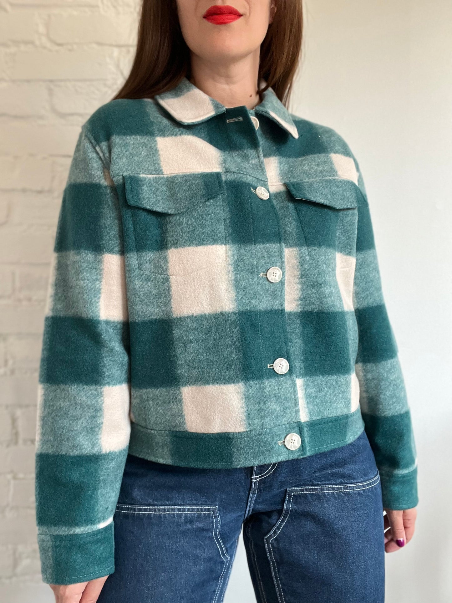 Deep Emerald Checker Coat - XL