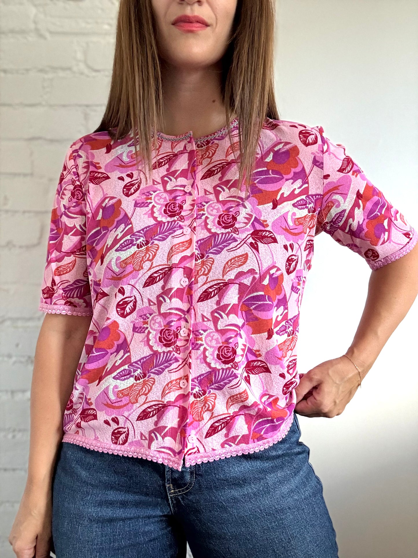 Vespucci Crepe Button-Up  Shirt - Size XL