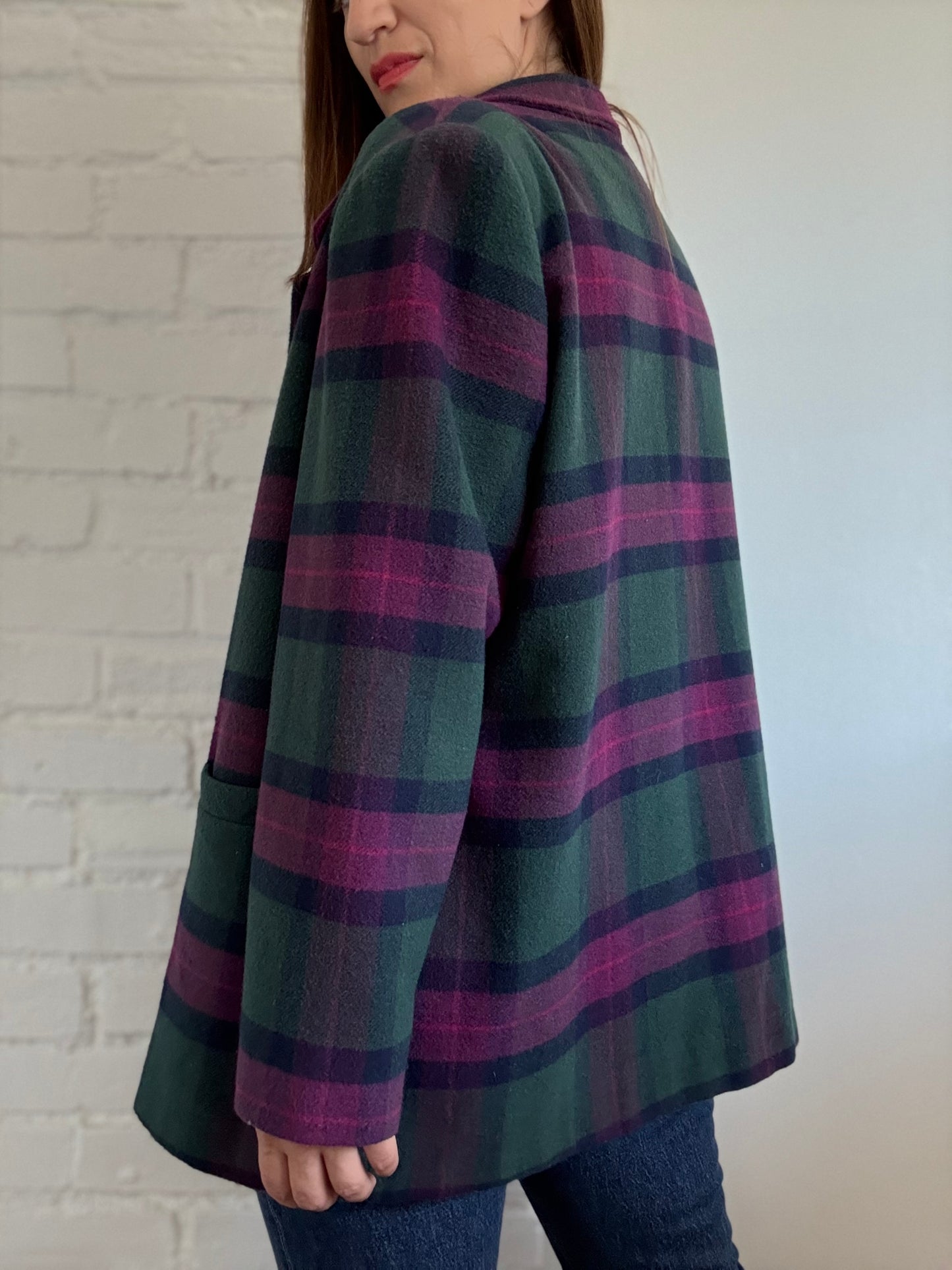 Wool Plaid Menswear Blazer - Size 16 or XL