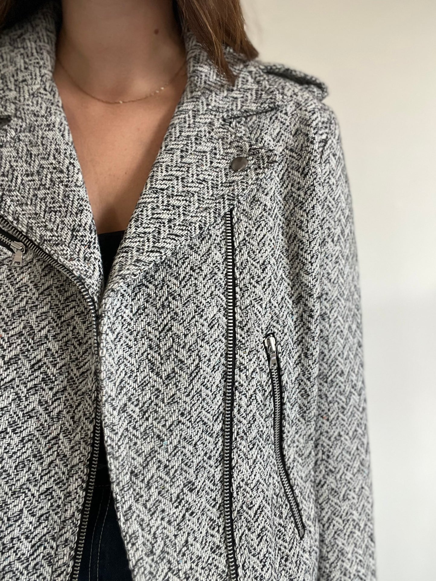 Tweed Moto Jacket - Size XL