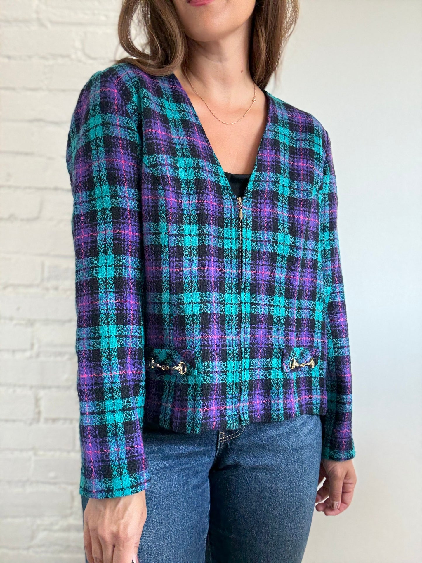 Retro Plaid Blazer - Size XL