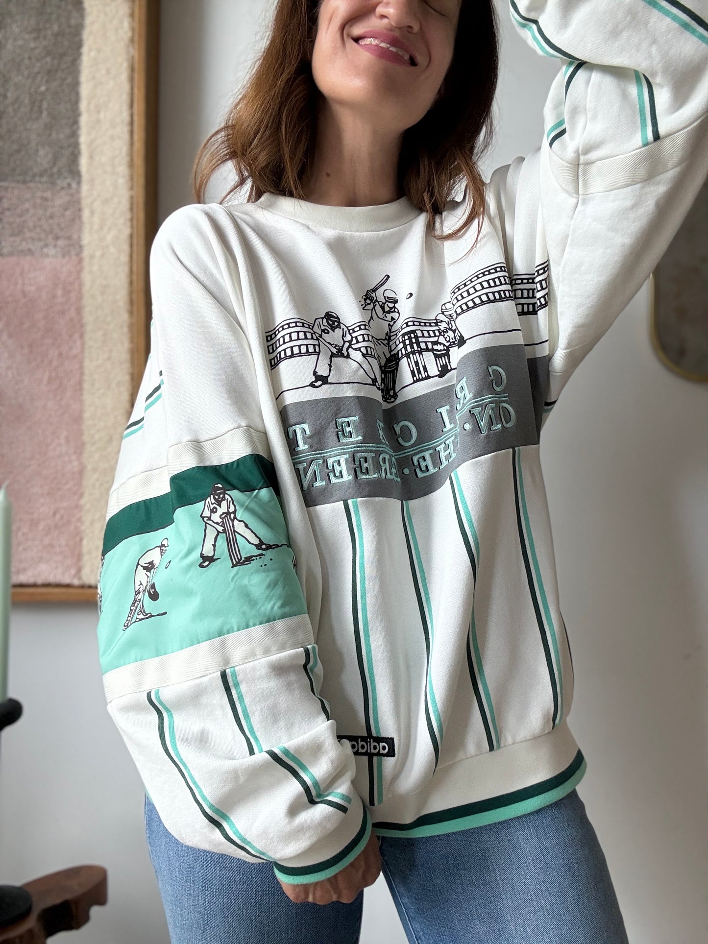 Retro Adidas Cricket Crew Sweatshirt - Size Large