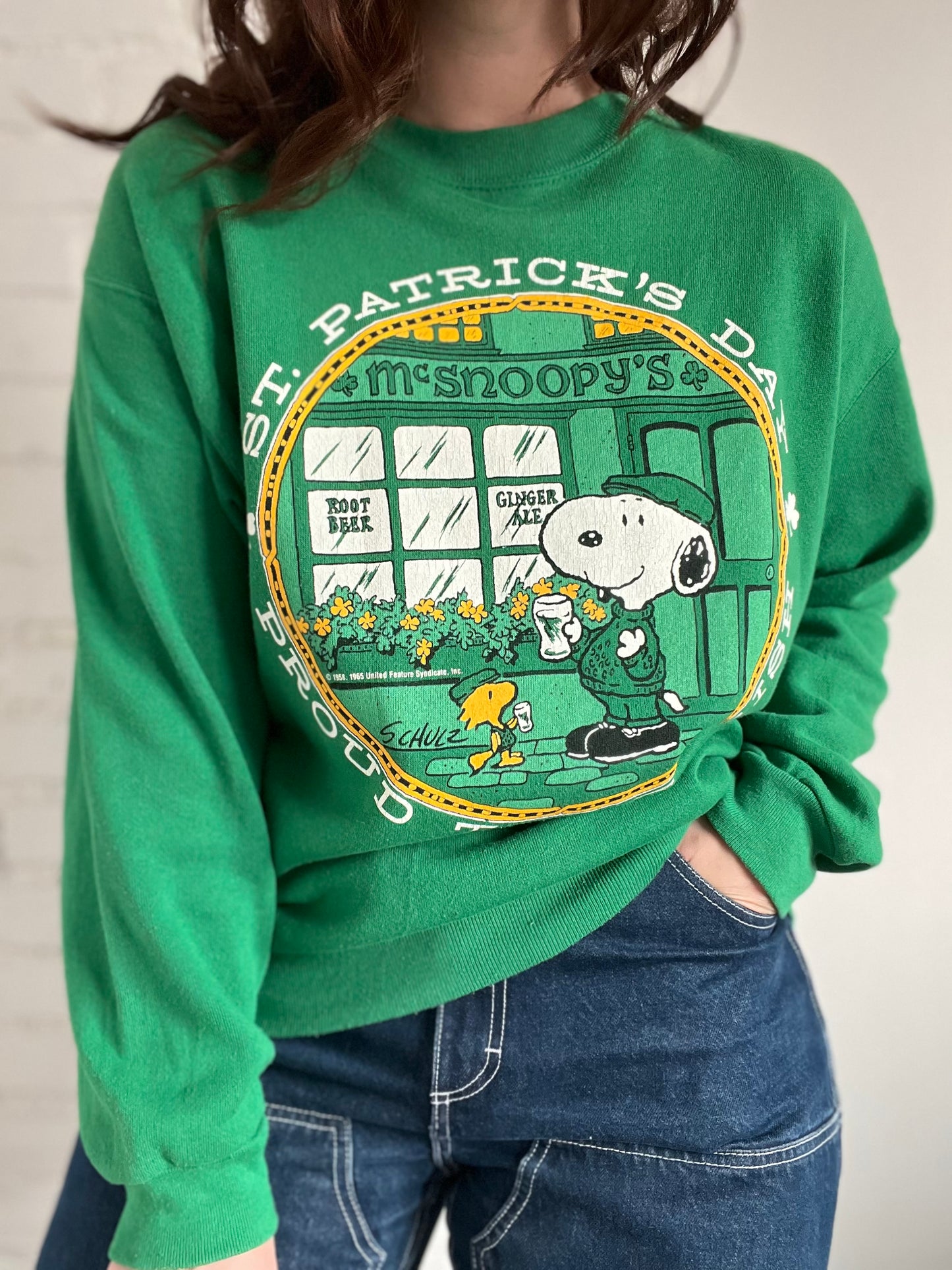 80s Vintage Snoopy St. Patrick's Sweatshirt - L/XL